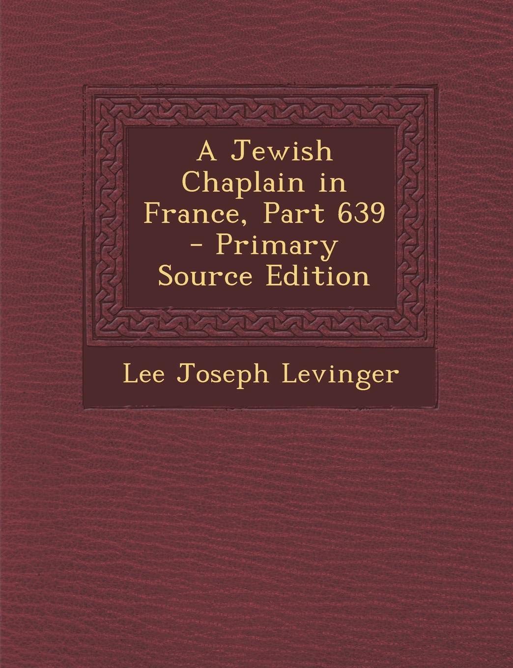 Jewish Chaplain in France, Part 639 Politics & History