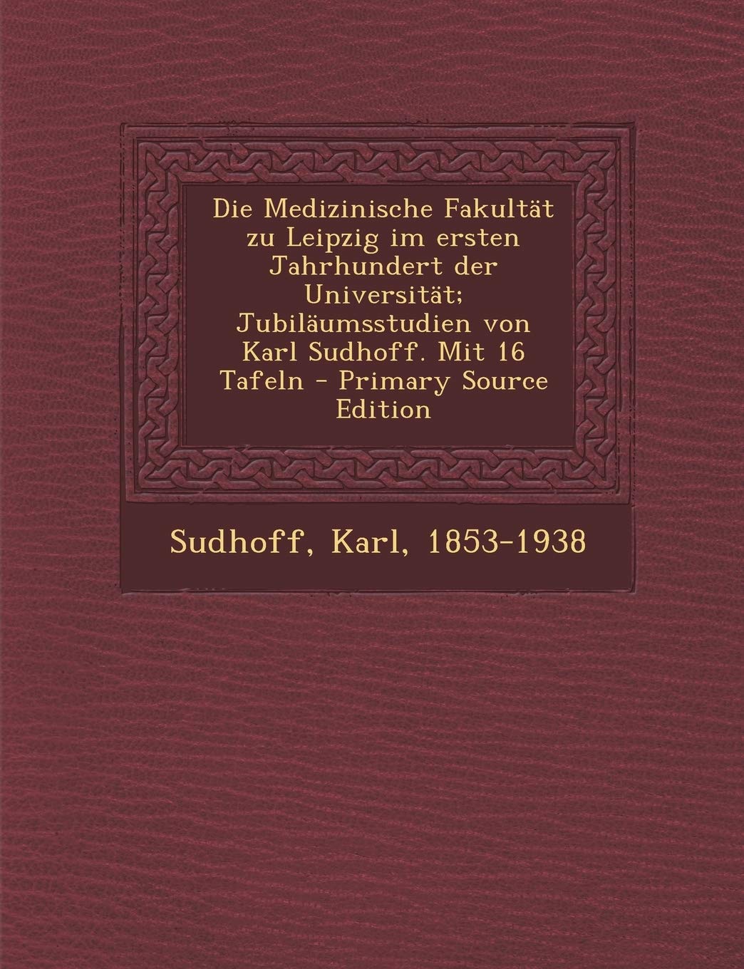 Die Medizinische Fakultat Zu Leipzig Im Ersten Jahrhundert Der Universitat; Jubilaumsstudien Von Karl Sudhoff. Mit 16 Tafeln Politics & History