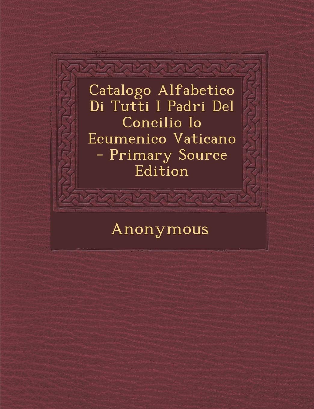 Catalogo Alfabetico Di Tutti I Padri del Concilio IO Ecumenico Vaticano Religion & Esotericism