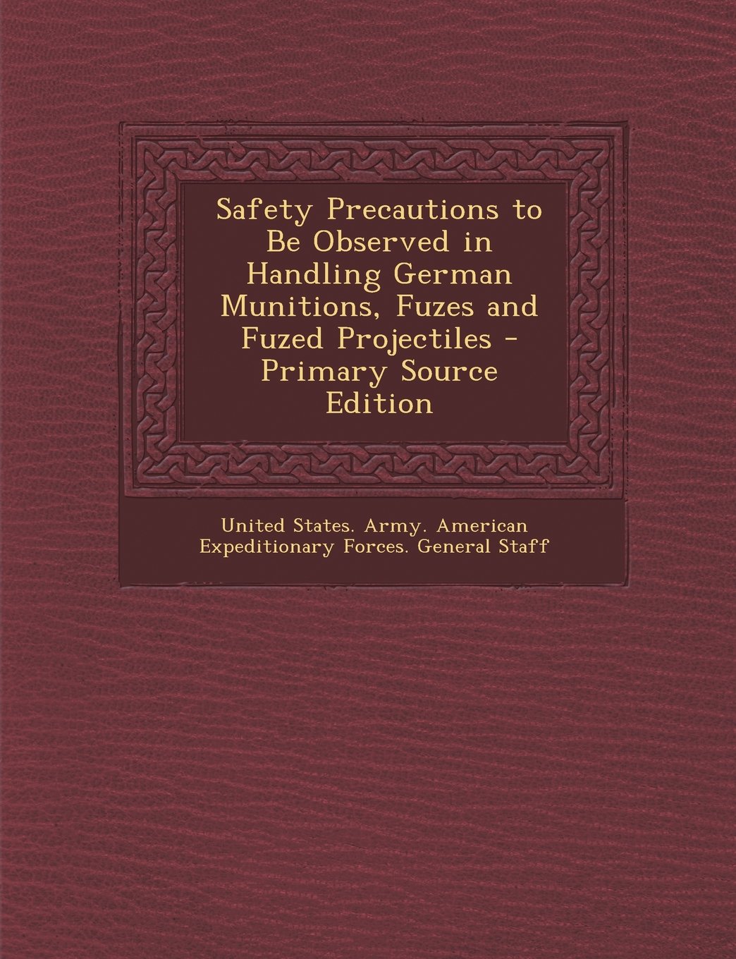 Safety Precautions to Be Observed in Handling German Munitions, Fuzes and Fuzed Projectiles Politics & History