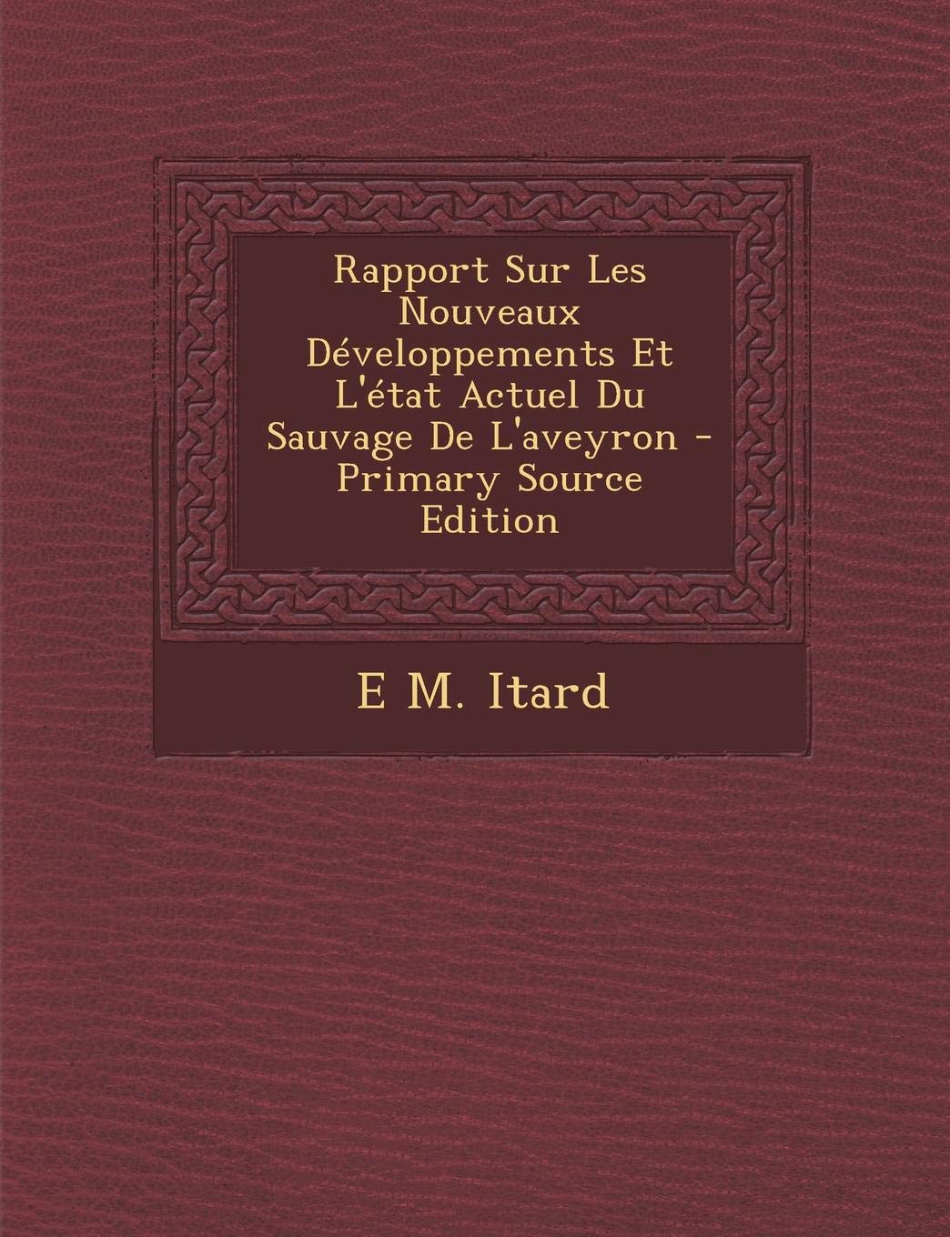 Rapport Sur Les Nouveaux Developpements Et L'Etat Actuel Du Sauvage de L'Aveyron - Primary Source Edition Politics & History