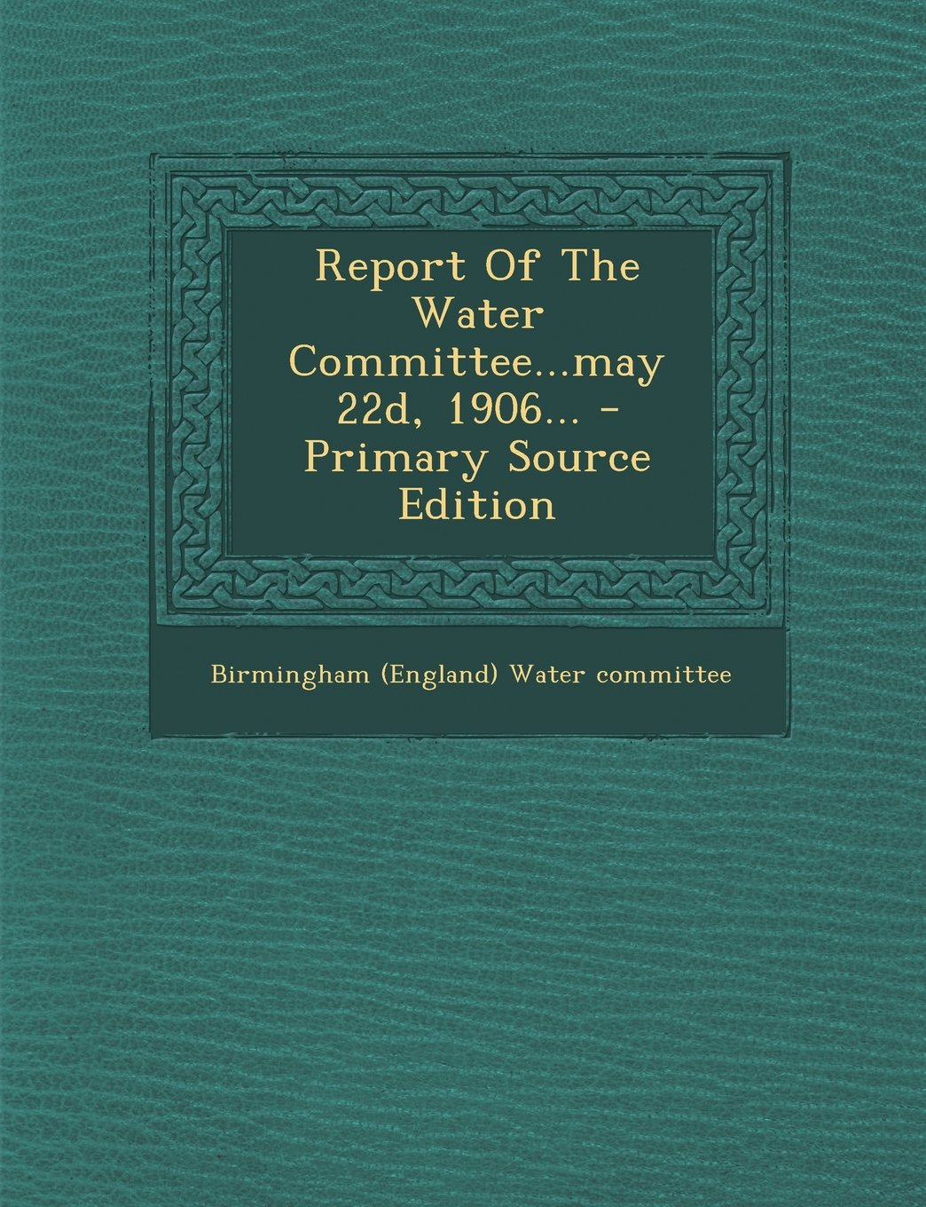 Report of the Water Committee...May 22d, 1906... Politics & History