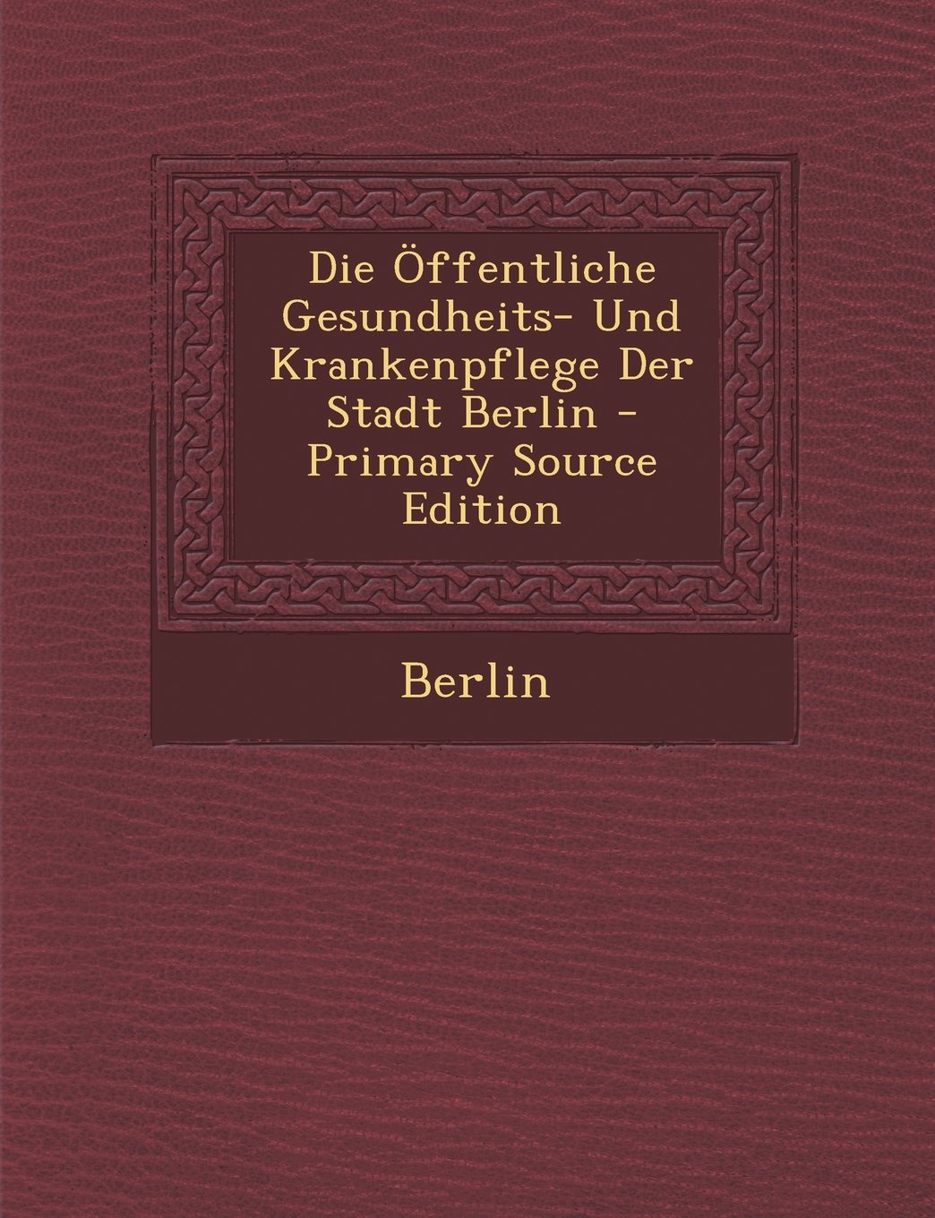 Die Offentliche Gesundheits- Und Krankenpflege Der Stadt Berlin Medicine