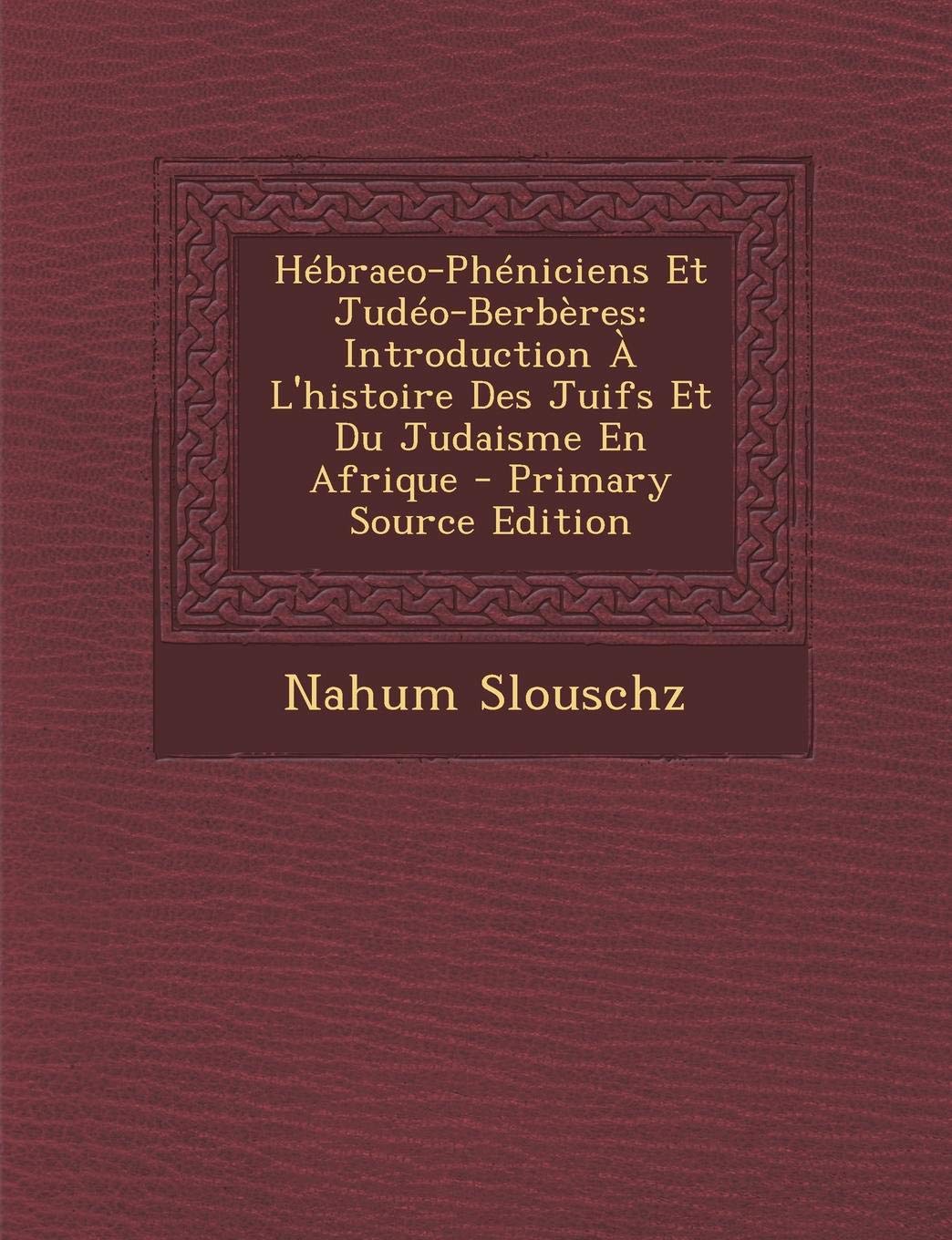 Hebraeo-Pheniciens Et Judeo-Berberes: Introduction A L'Histoire Des Juifs Et Du Judaisme En Afrique Politics & History