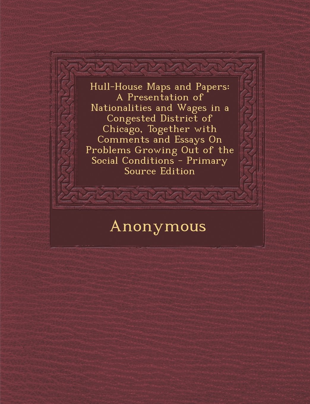 Hull-House Maps and Papers: A Presentation of Nationalities and Wages in a Congested District of Chicago, Together with Comments and Essays On Problems Growing Out of the Social Conditions Social Sciences