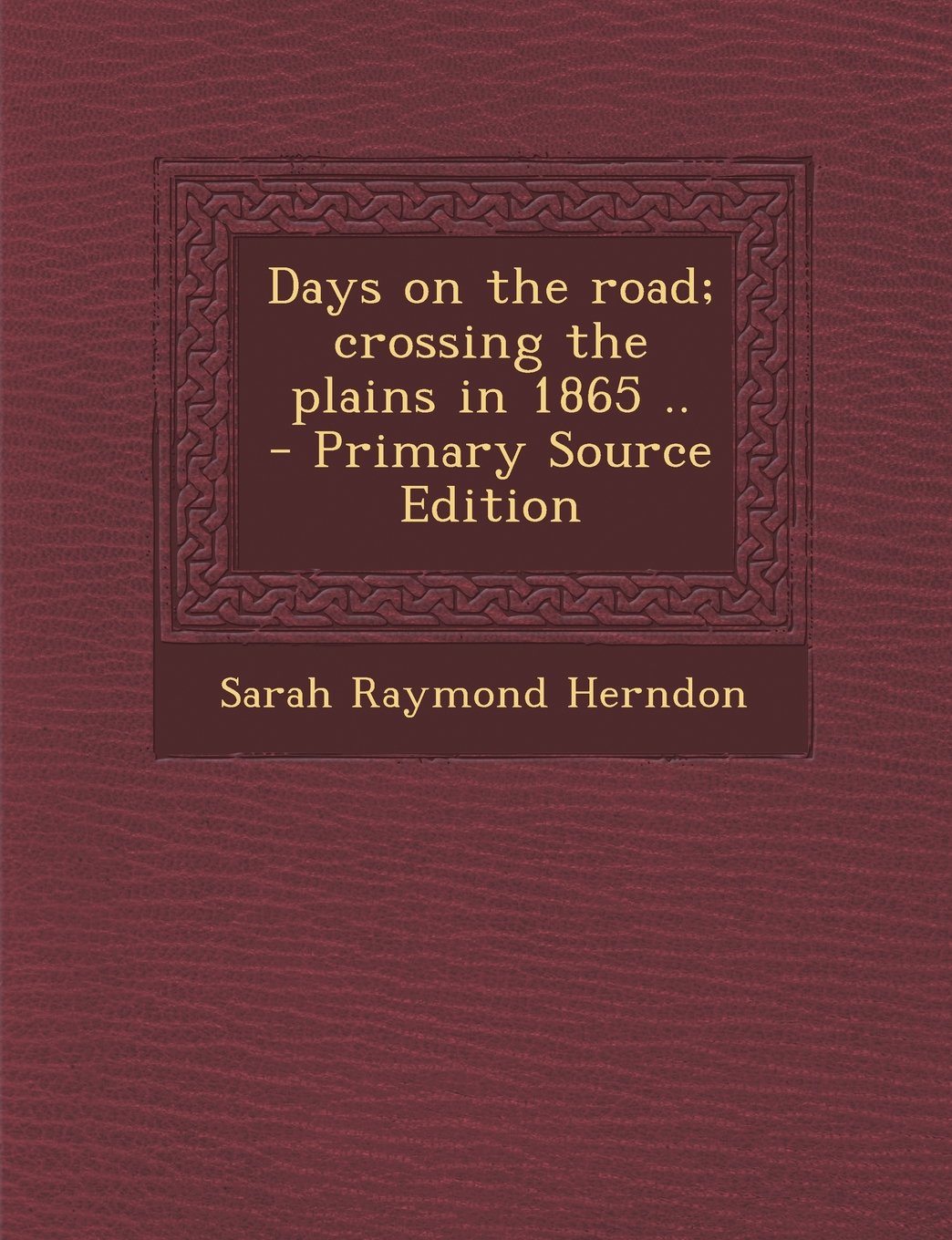 Days on the road; crossing the plains in 1865 .. Politics & History
