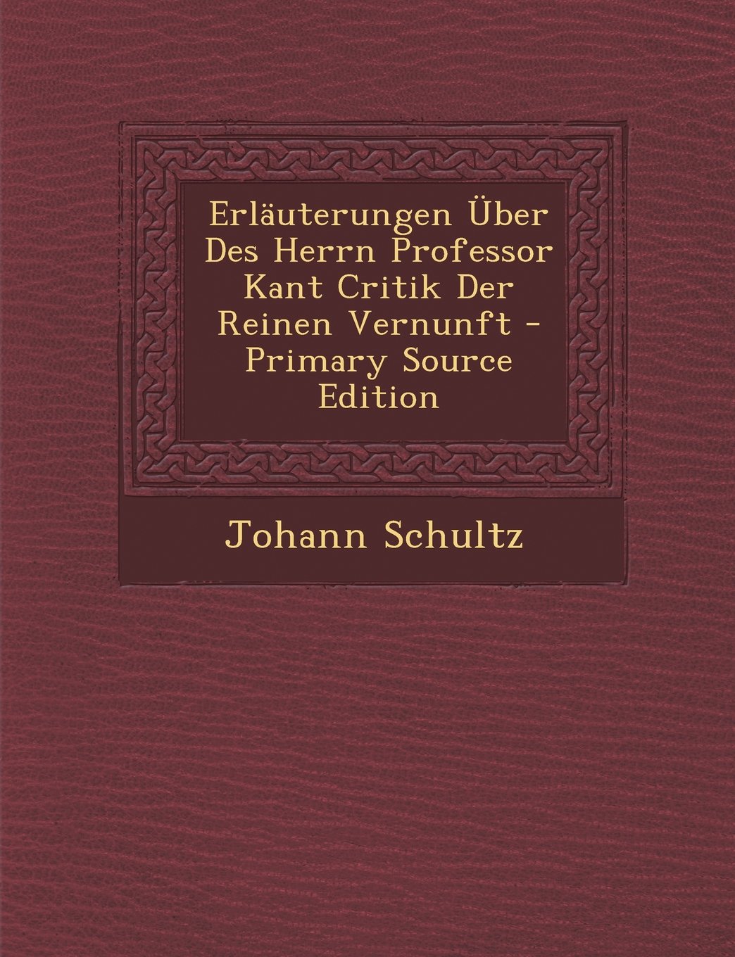 Erlauterungen Uber Des Herrn Professor Kant Critik Der Reinen Vernunft - Primary Source Edition Philosophy