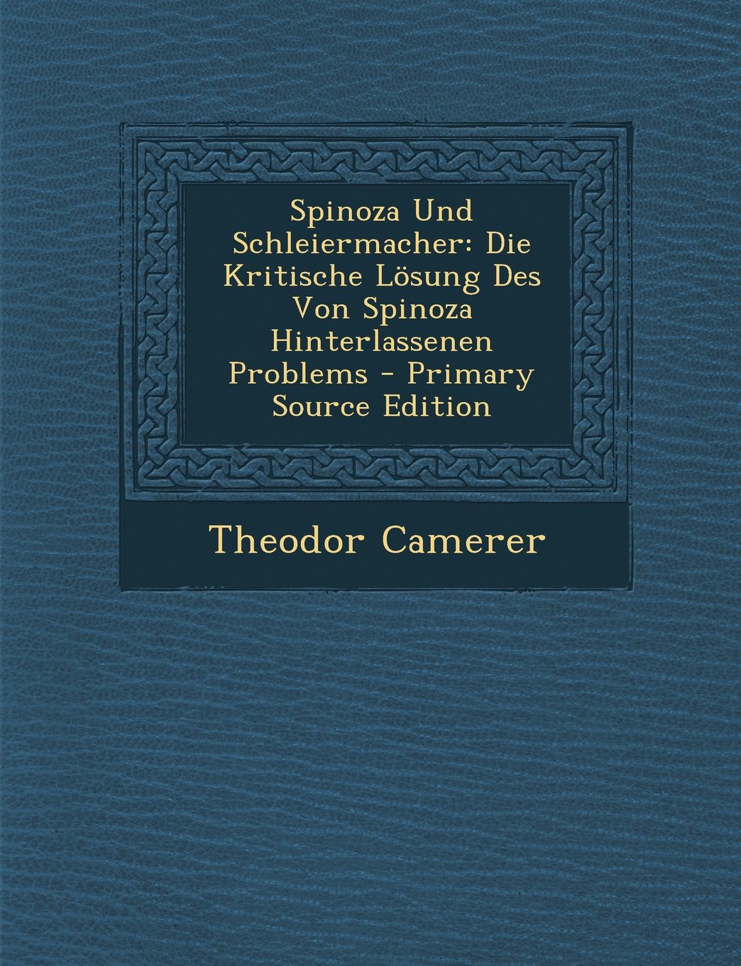 Spinoza Und Schleiermacher: Die Kritische Losung Des Von Spinoza Hinterlassenen Problems - Primary Source Edition Philosophy