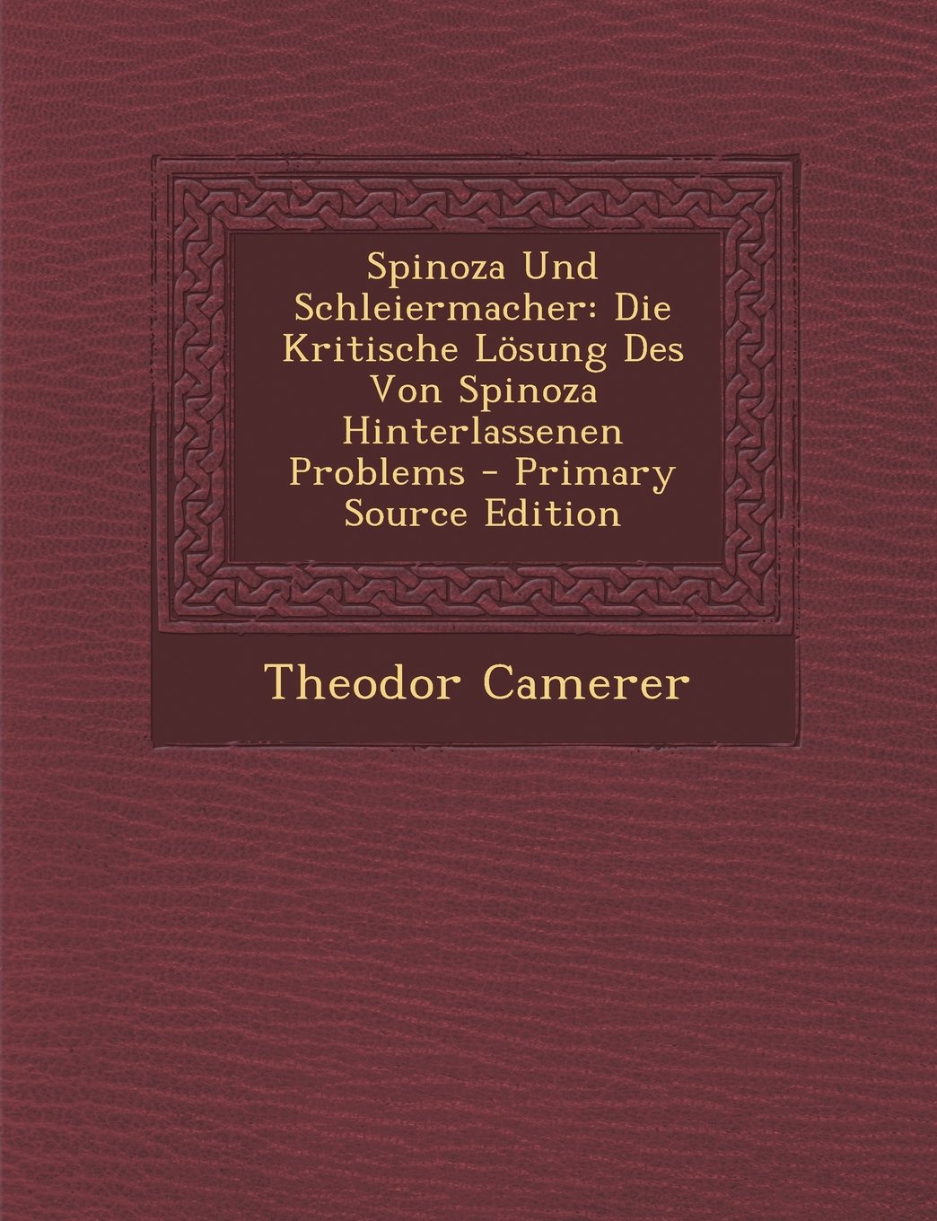 Spinoza Und Schleiermacher: Die Kritische Lösung Des Von Spinoza Hinterlassenen Problems Philosophy