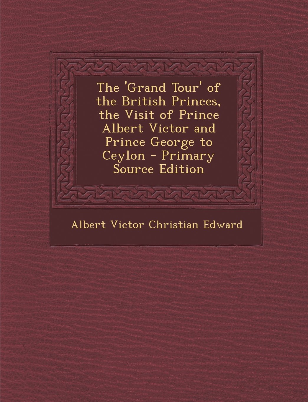 The 'Grand Tour' of the British Princes, the Visit of Prince Albert Victor and Prince George to Ceylon - Primary Source Edition Politics & History