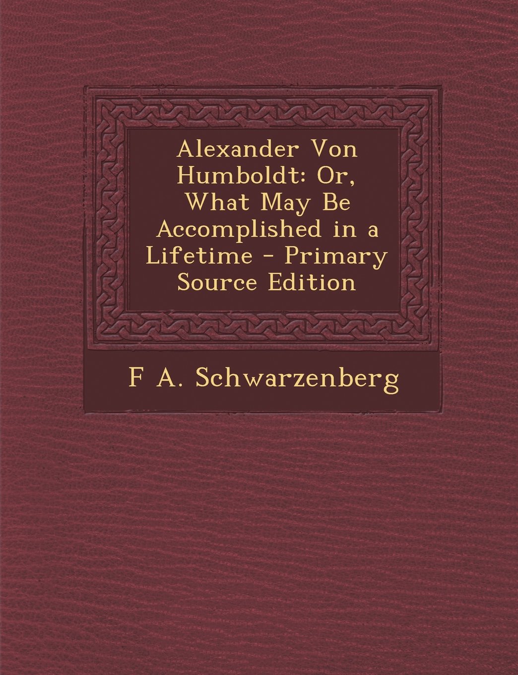 Alexander Von Humboldt: Or, What May Be Accomplished in a Lifetime - Primary Source Edition Politics & History
