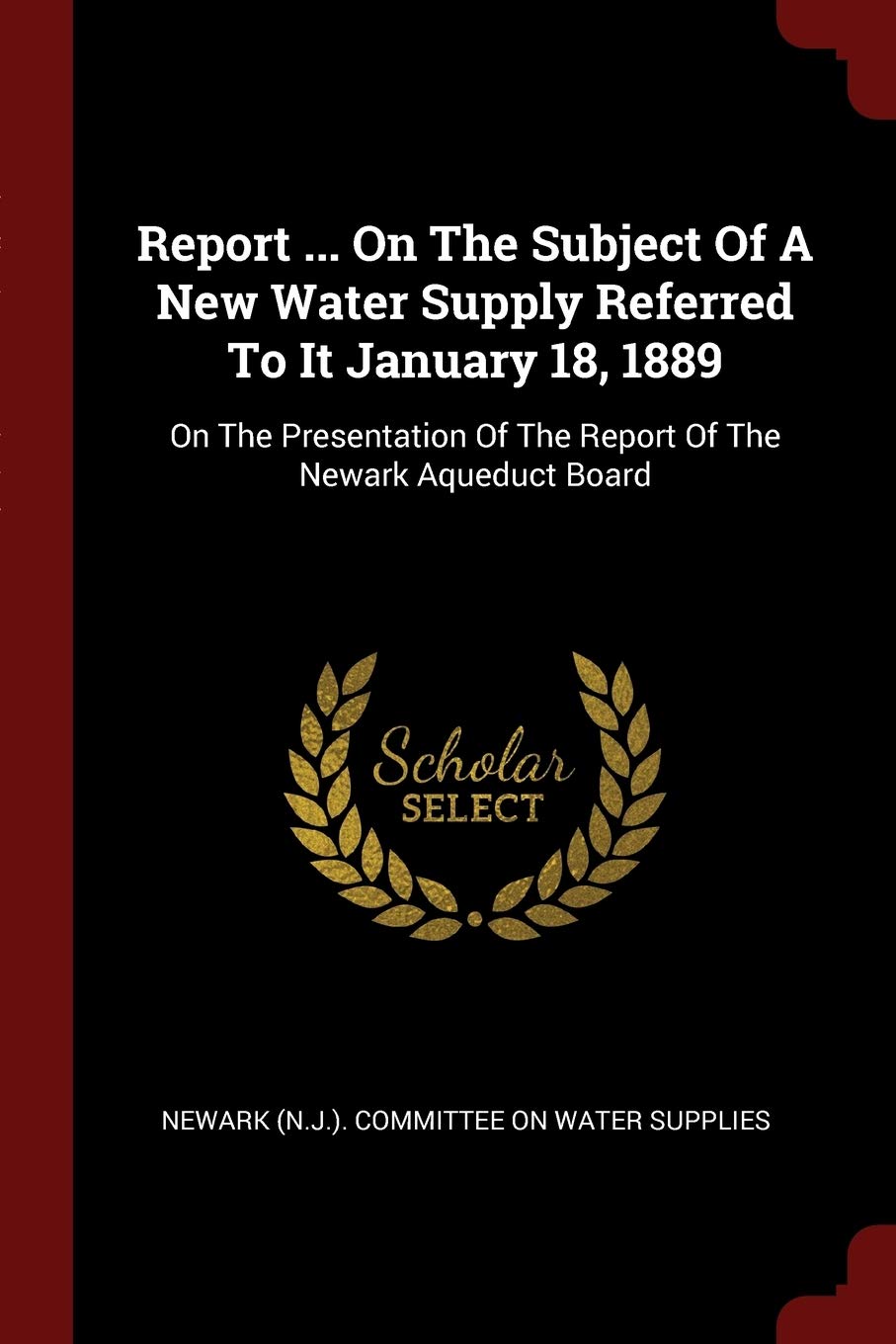 Report ... on the Subject of a New Water Supply Referred to It January 18, 1889: On the Presentation of the Report of the Newark Aqueduct Board Politics & History