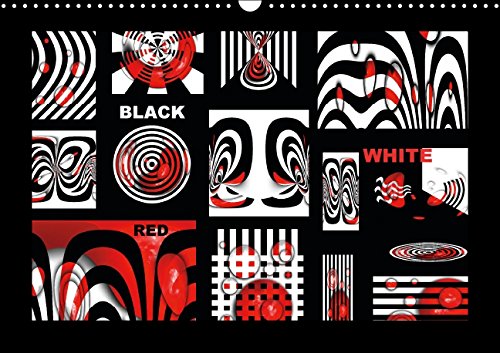 Black, white, red/UK-Version (Wall Calendar 2015 DIN A3 Landscape): Design in black, white, red (Monthly calendar, 14 pages) (Calvendo Art) Leisure, Home & Garden
