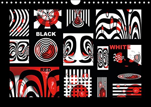 Black, white, red/UK-Version (Wall Calendar 2015 DIN A4 Landscape): Design in black, white, red (Monthly calendar, 14 pages) (Calvendo Art) Leisure, Home & Garden