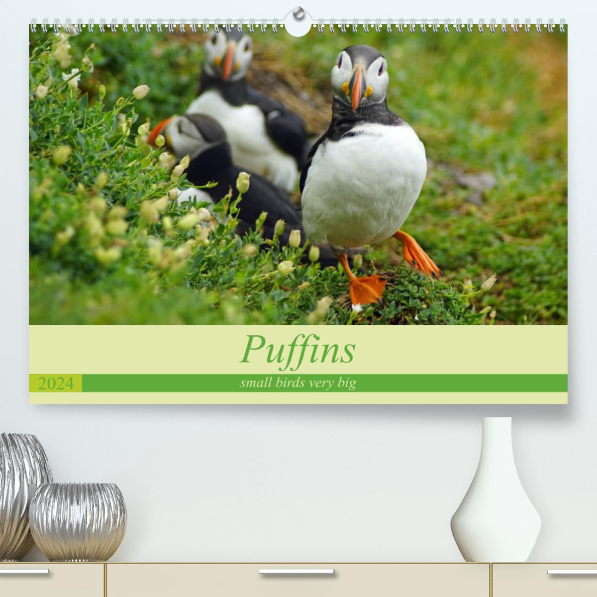Puffins - small birds very big (hochwertiger Premium Wandkalender 2024 DIN A2 quer), Kunstdruck in Hochglanz Books
