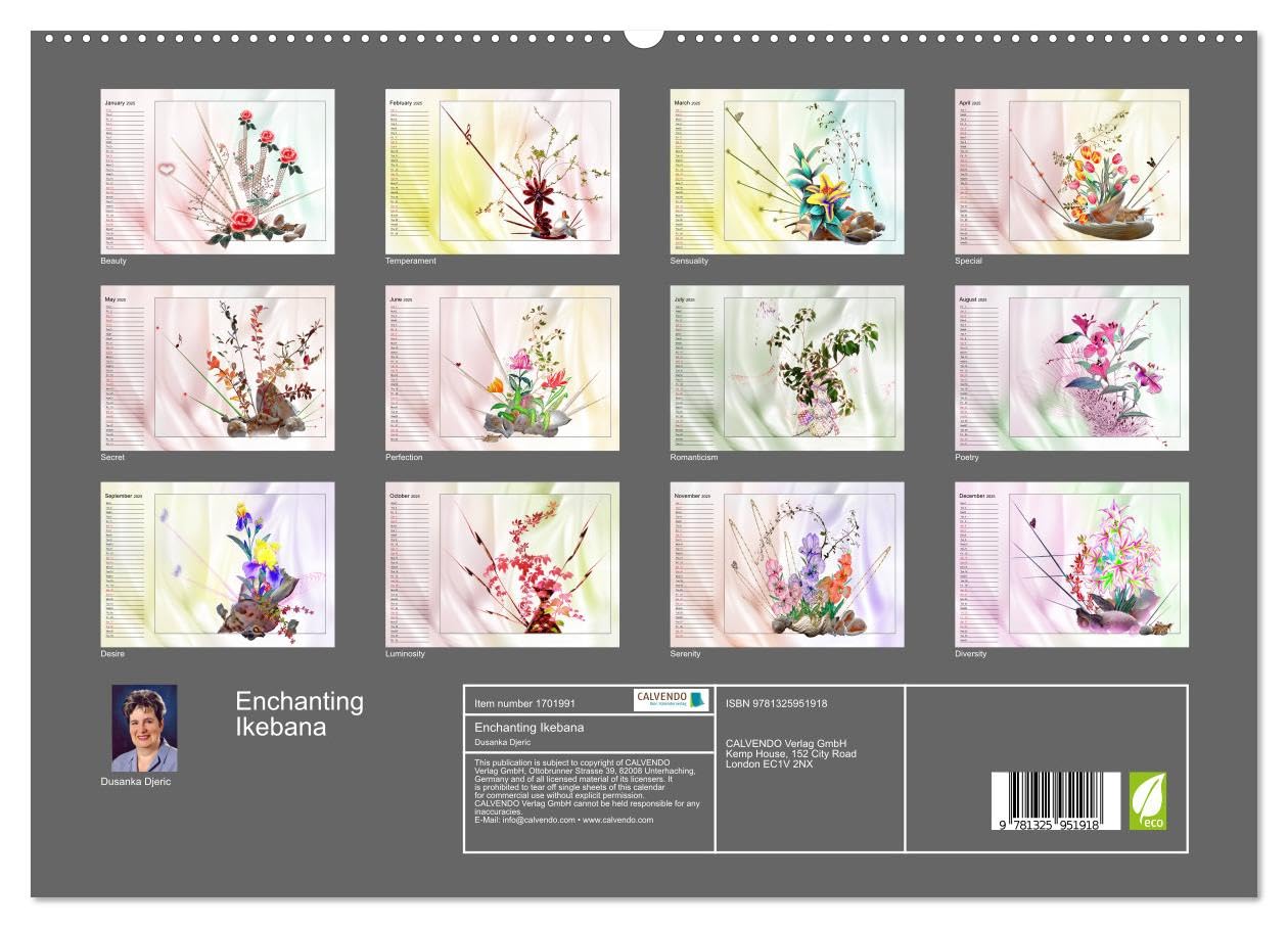 Enchanting Ikebana (hochwertiger Premium Wandkalender 2025 DIN A2 quer), Kunstdruck in Hochglanz Books