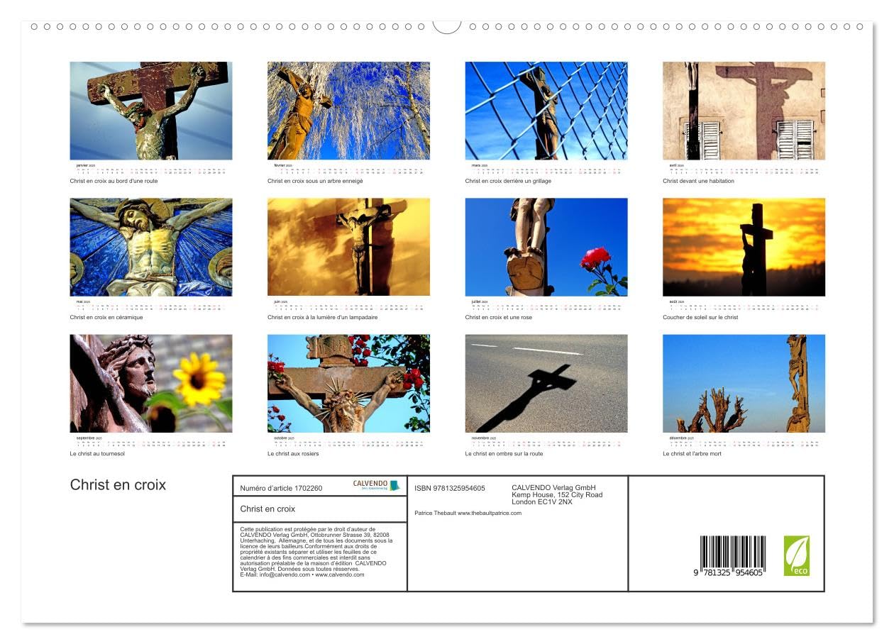 Christ en croix (hochwertiger Premium Wandkalender 2025 DIN A2 quer), Kunstdruck in Hochglanz Books