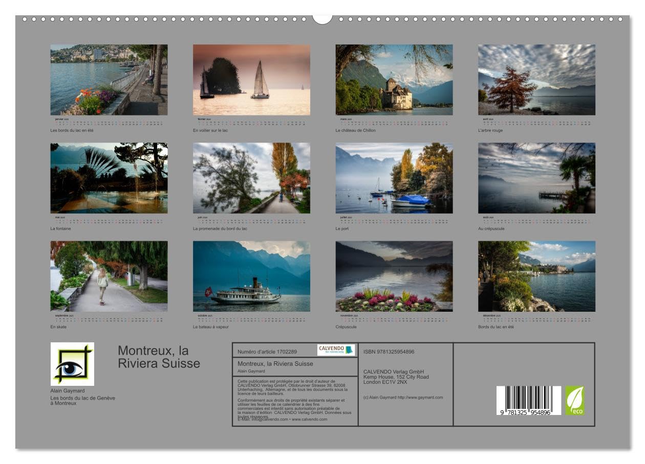 Montreux, la Riviera Suisse (hochwertiger Premium Wandkalender 2025 DIN A2 quer), Kunstdruck in Hochglanz Books