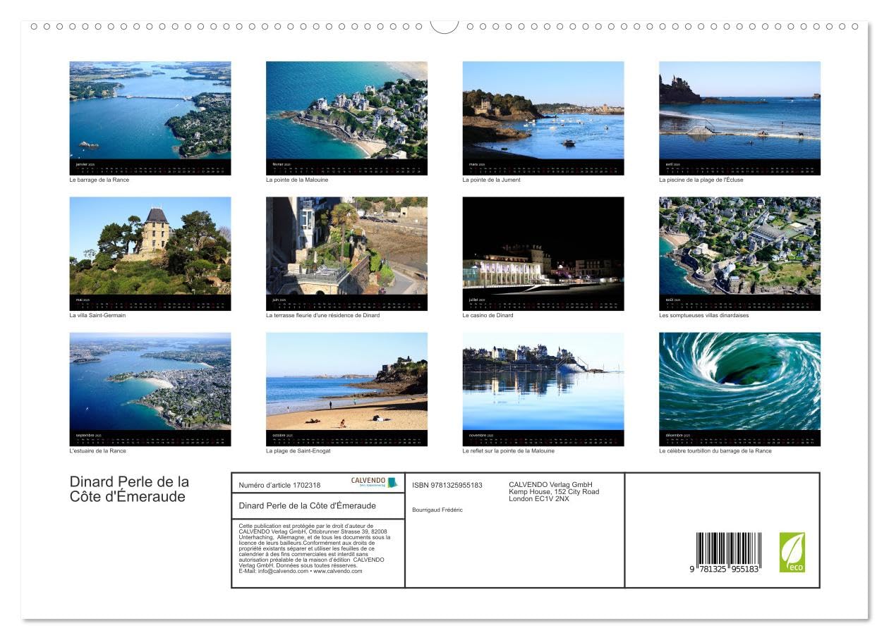 Dinard Perle de la Côte d'Émeraude (hochwertiger Premium Wandkalender 2025 DIN A2 quer), Kunstdruck in Hochglanz Books