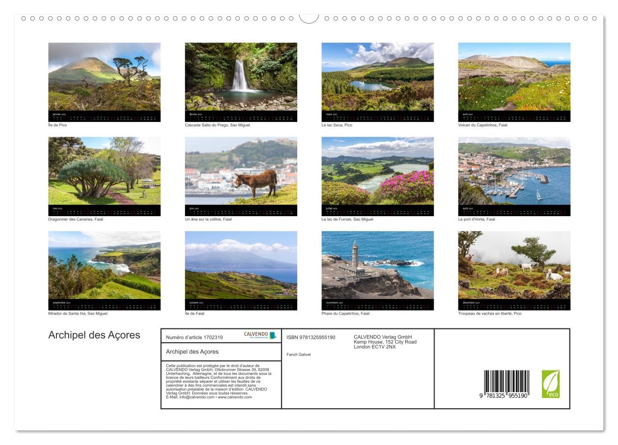 Archipel des Açores (hochwertiger Premium Wandkalender 2025 DIN A2 quer), Kunstdruck in Hochglanz Books