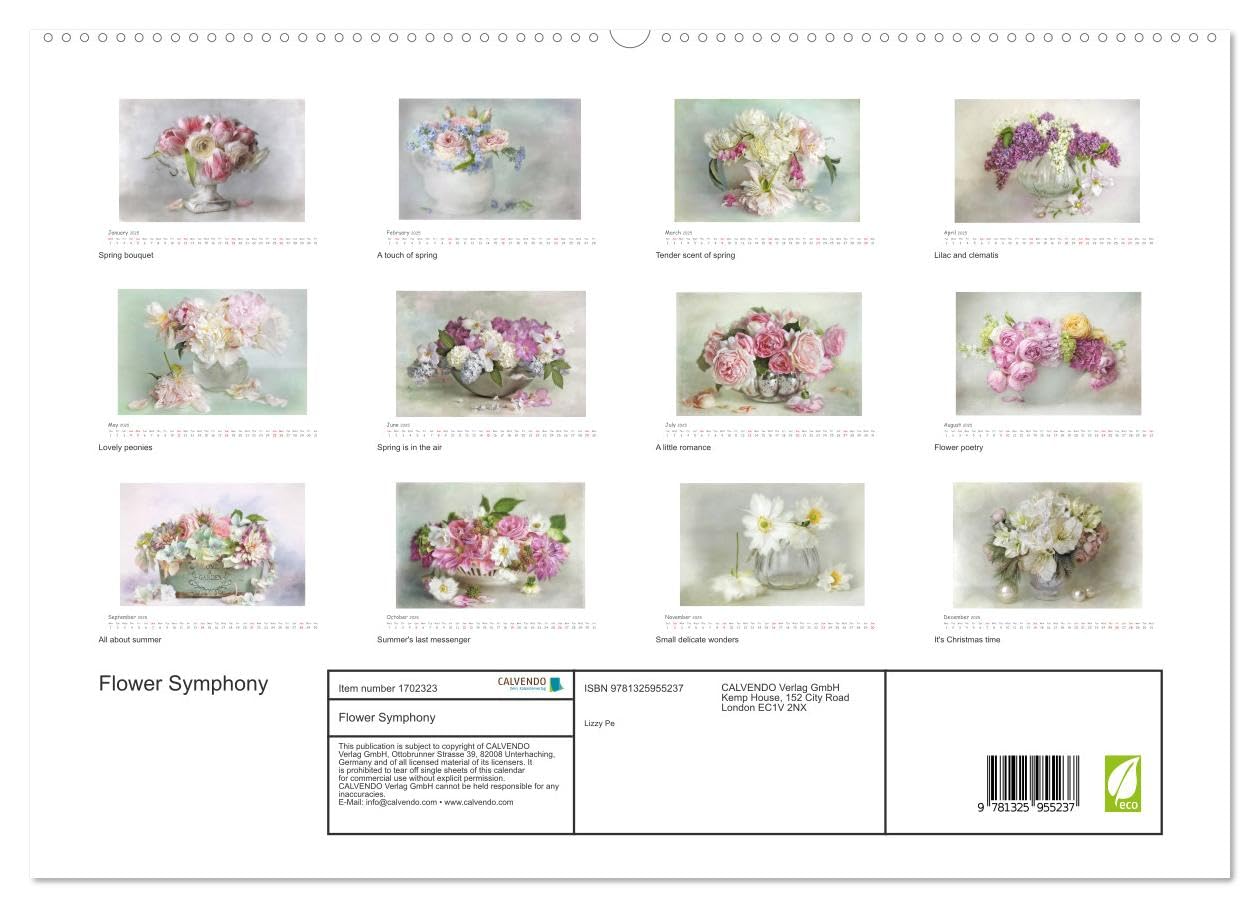 Flower Symphony (hochwertiger Premium Wandkalender 2025 DIN A2 quer), Kunstdruck in Hochglanz Books