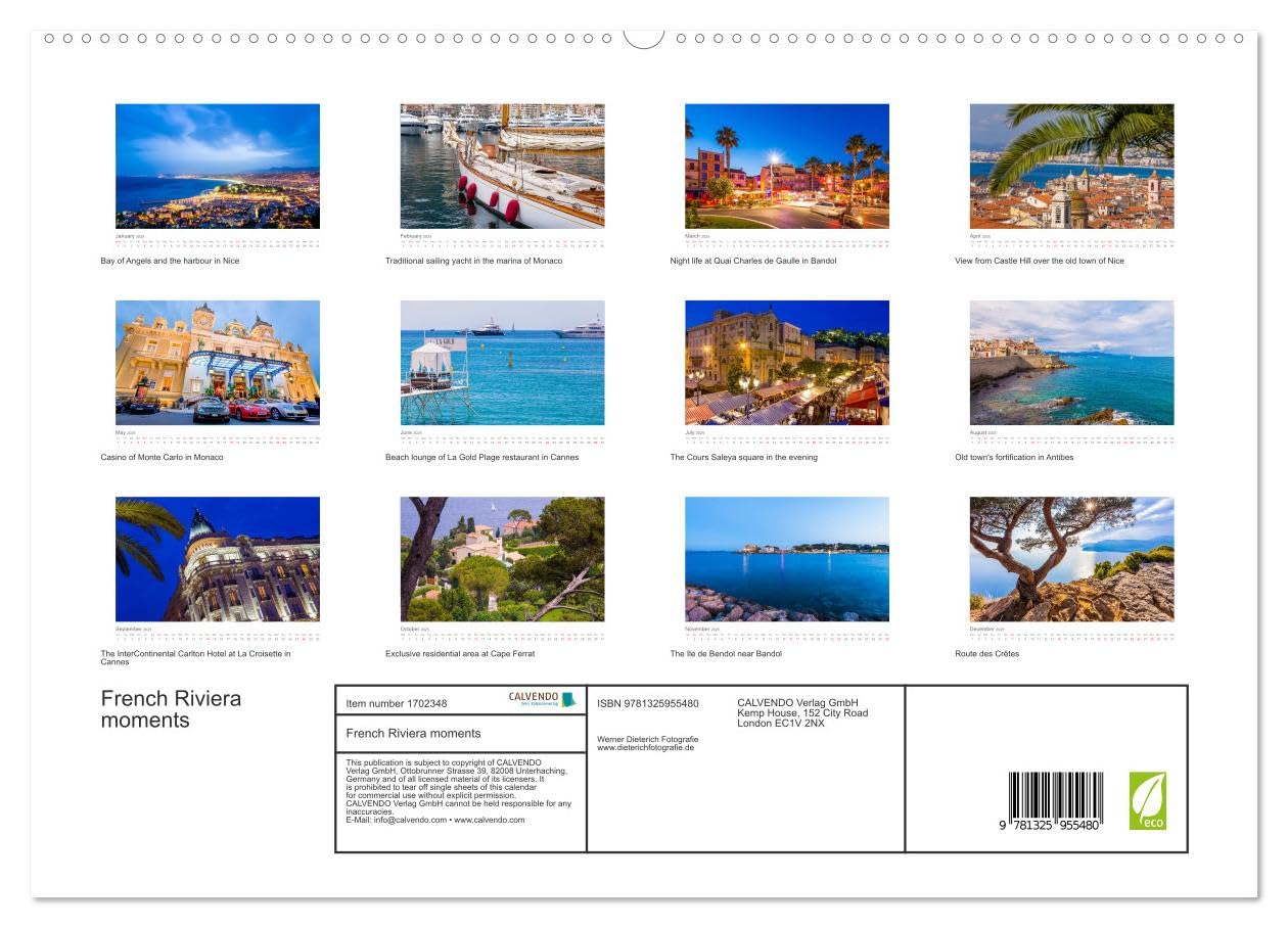 French Riviera moments (hochwertiger Premium Wandkalender 2025 DIN A2 quer), Kunstdruck in Hochglanz Books