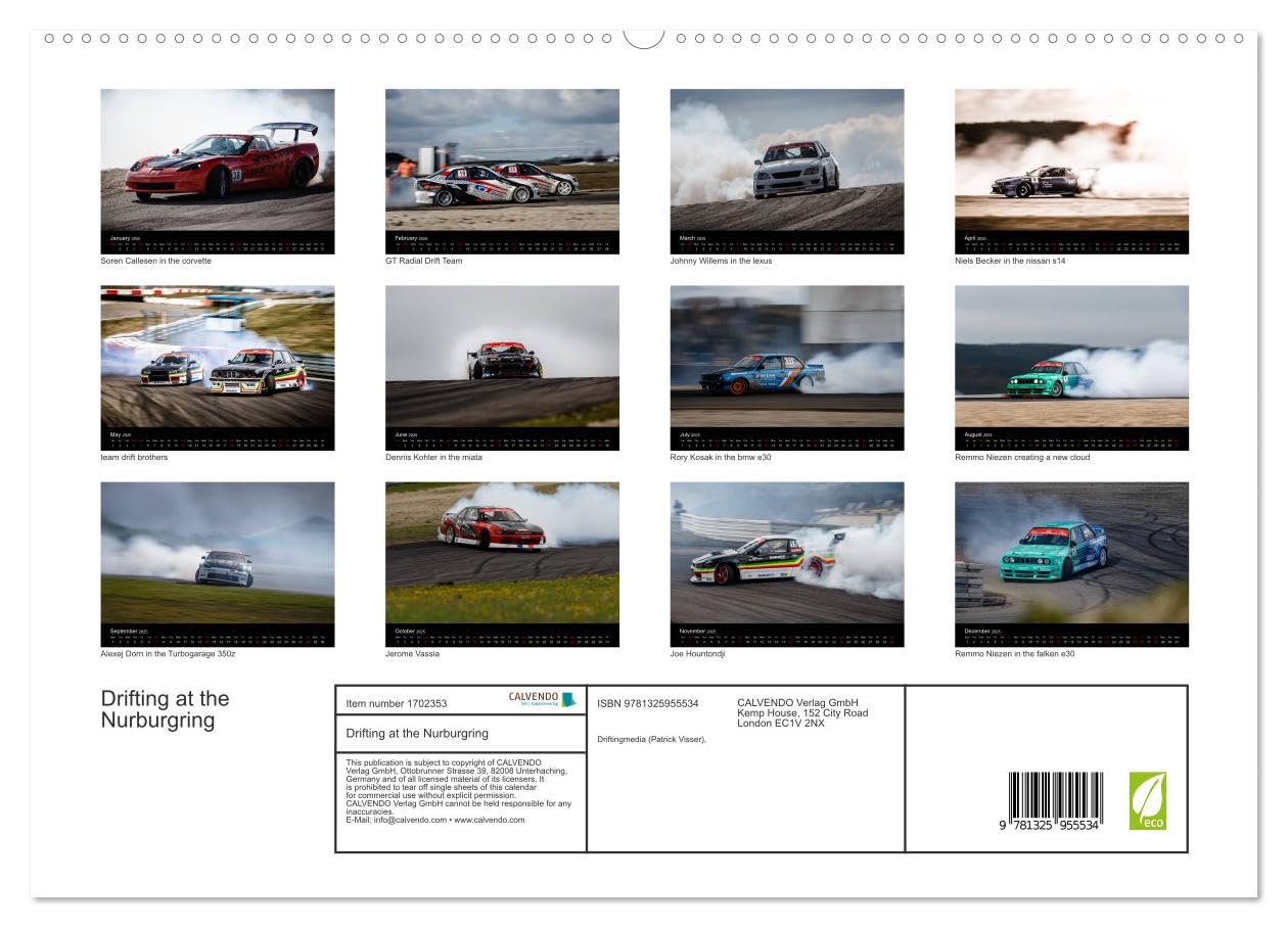 Drifting at the Nurburgring (hochwertiger Premium Wandkalender 2025 DIN A2 quer), Kunstdruck in Hochglanz Books
