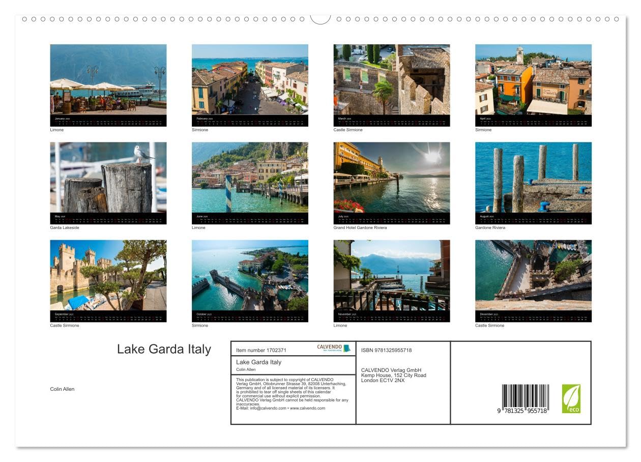 Lake Garda Italy (hochwertiger Premium Wandkalender 2025 DIN A2 quer), Kunstdruck in Hochglanz Books