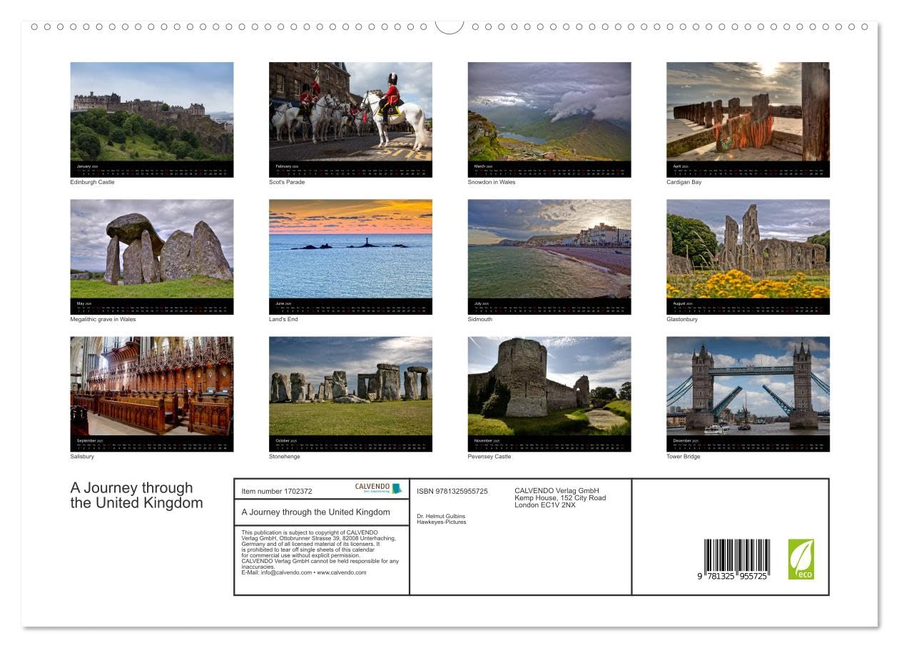 A Journey through the United Kingdom (hochwertiger Premium Wandkalender 2025 DIN A2 quer), Kunstdruck in Hochglanz Books