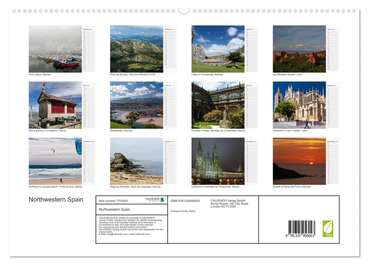 Northwestern Spain (hochwertiger Premium Wandkalender 2025 DIN A2 quer), Kunstdruck in Hochglanz Books