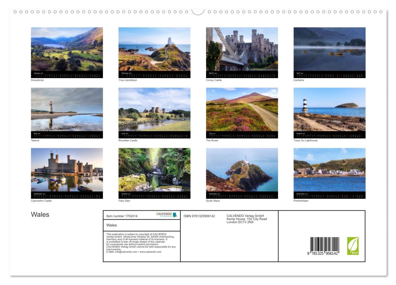 Wales (hochwertiger Premium Wandkalender 2025 DIN A2 quer), Kunstdruck in Hochglanz Books