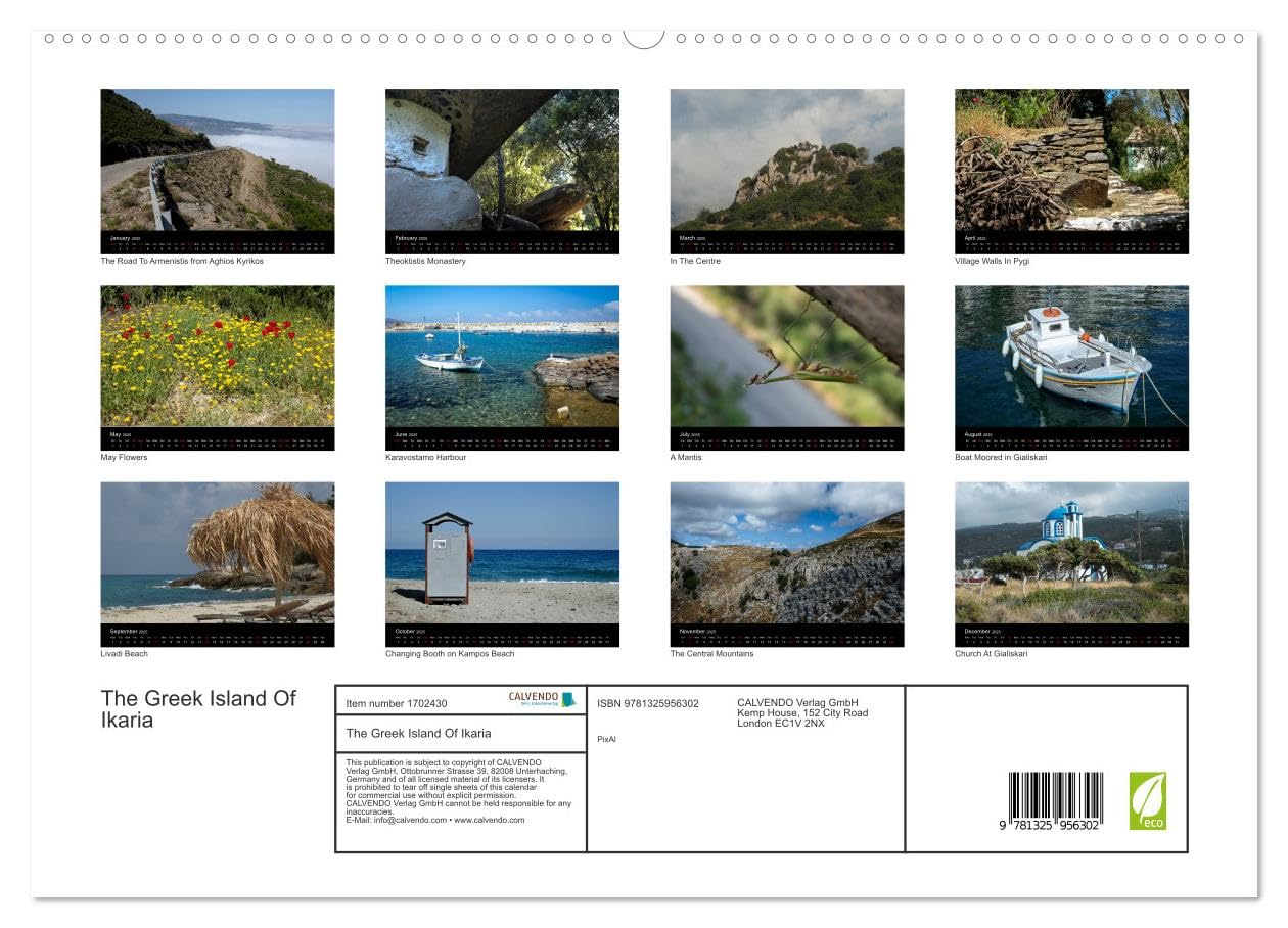 The Greek Island Of Ikaria (hochwertiger Premium Wandkalender 2025 DIN A2 quer), Kunstdruck in Hochglanz Health, Nutrition & Fitness