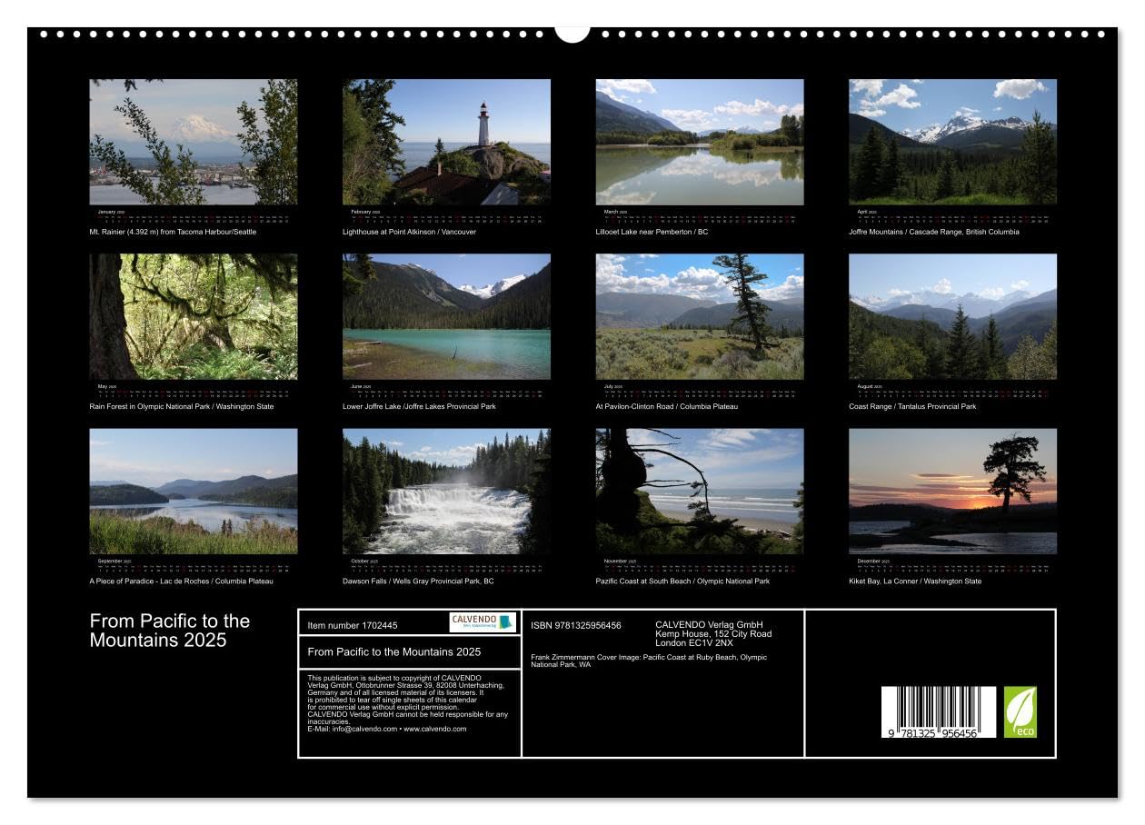 From Pacific to the Mountains 2025 (hochwertiger Premium Wandkalender 2025 DIN A2 quer), Kunstdruck in Hochglanz Books