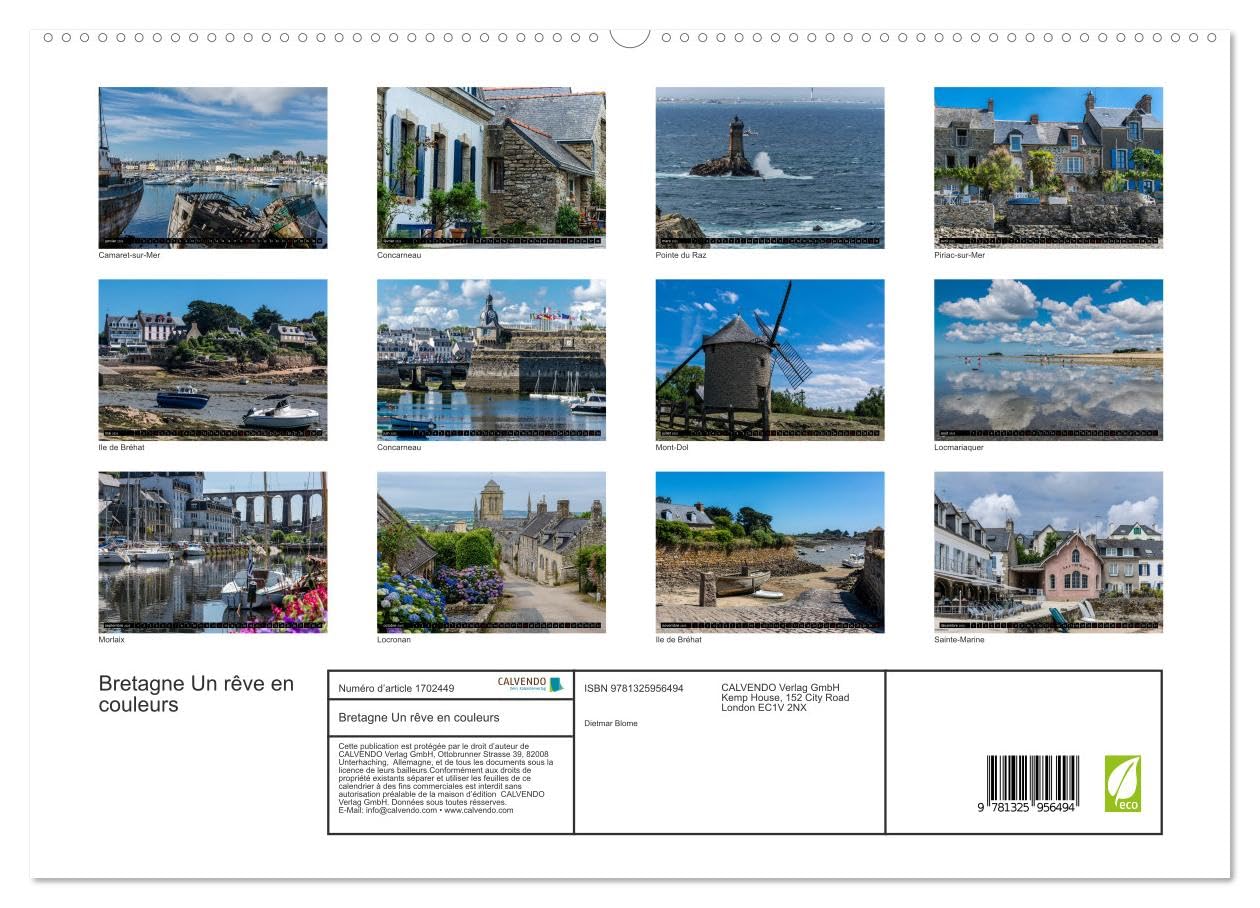 Bretagne Un rêve en couleurs (hochwertiger Premium Wandkalender 2025 DIN A2 quer), Kunstdruck in Hochglanz Books