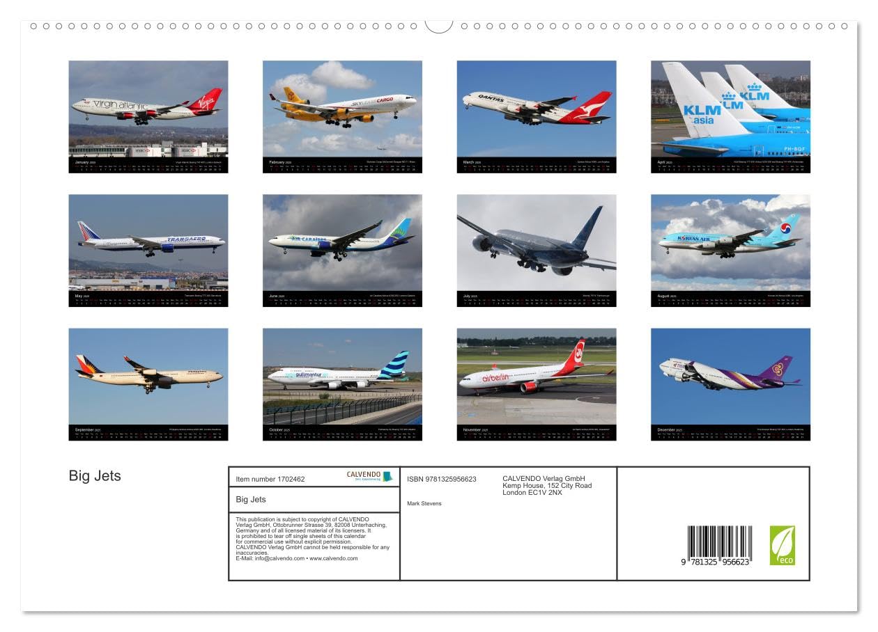 Big Jets (hochwertiger Premium Wandkalender 2025 DIN A2 quer), Kunstdruck in Hochglanz Books