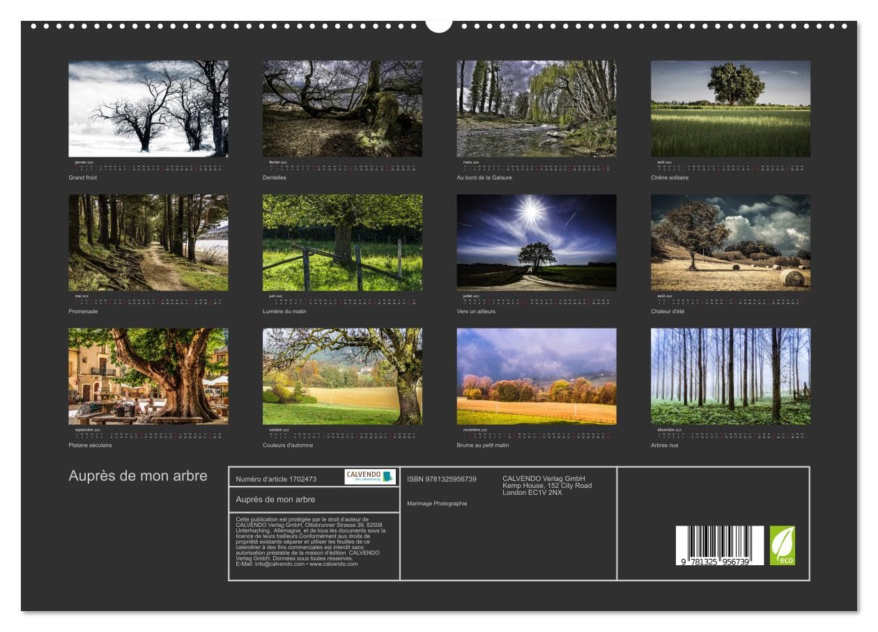 Auprès de mon arbre (hochwertiger Premium Wandkalender 2025 DIN A2 quer), Kunstdruck in Hochglanz Books