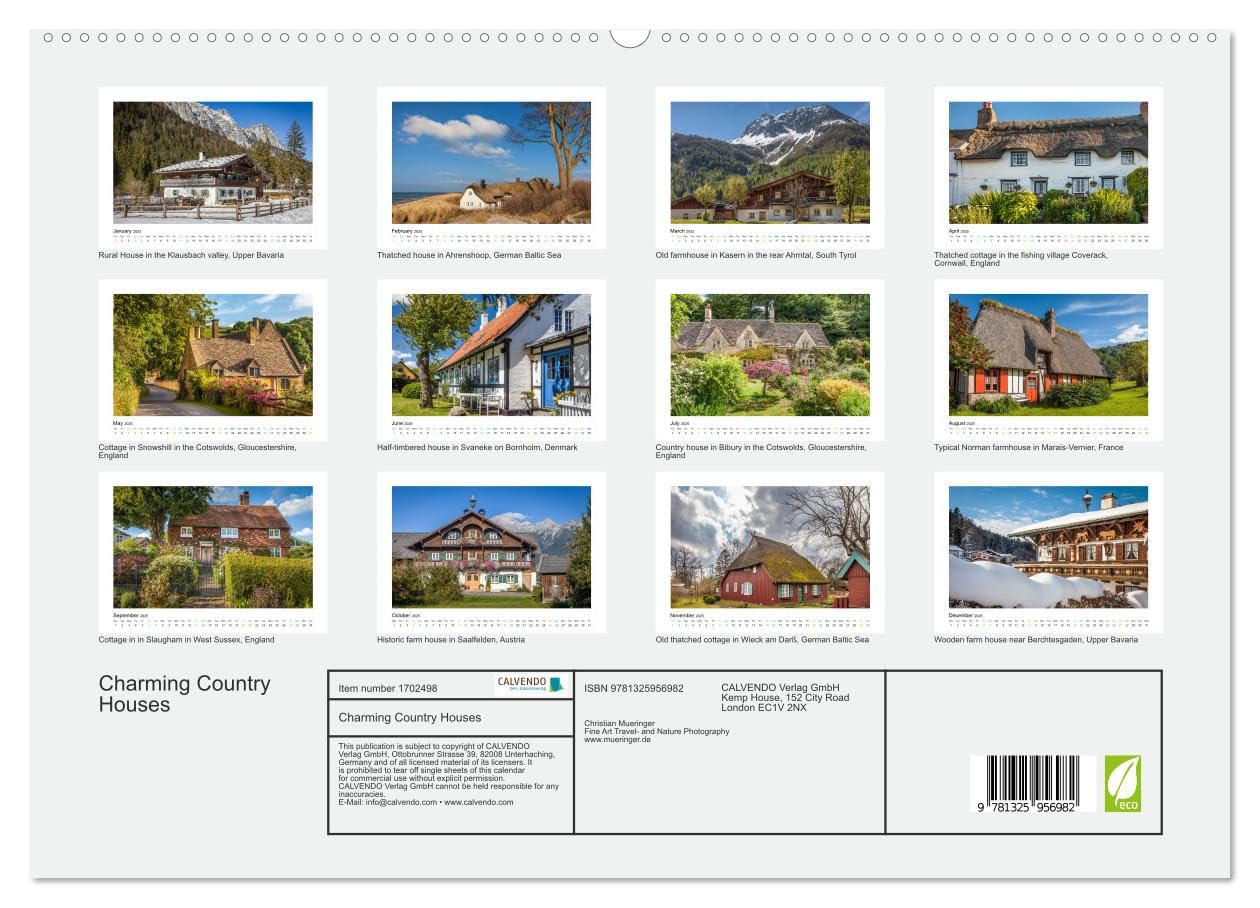 Charming Country Houses (hochwertiger Premium Wandkalender 2025 DIN A2 quer), Kunstdruck in Hochglanz Books