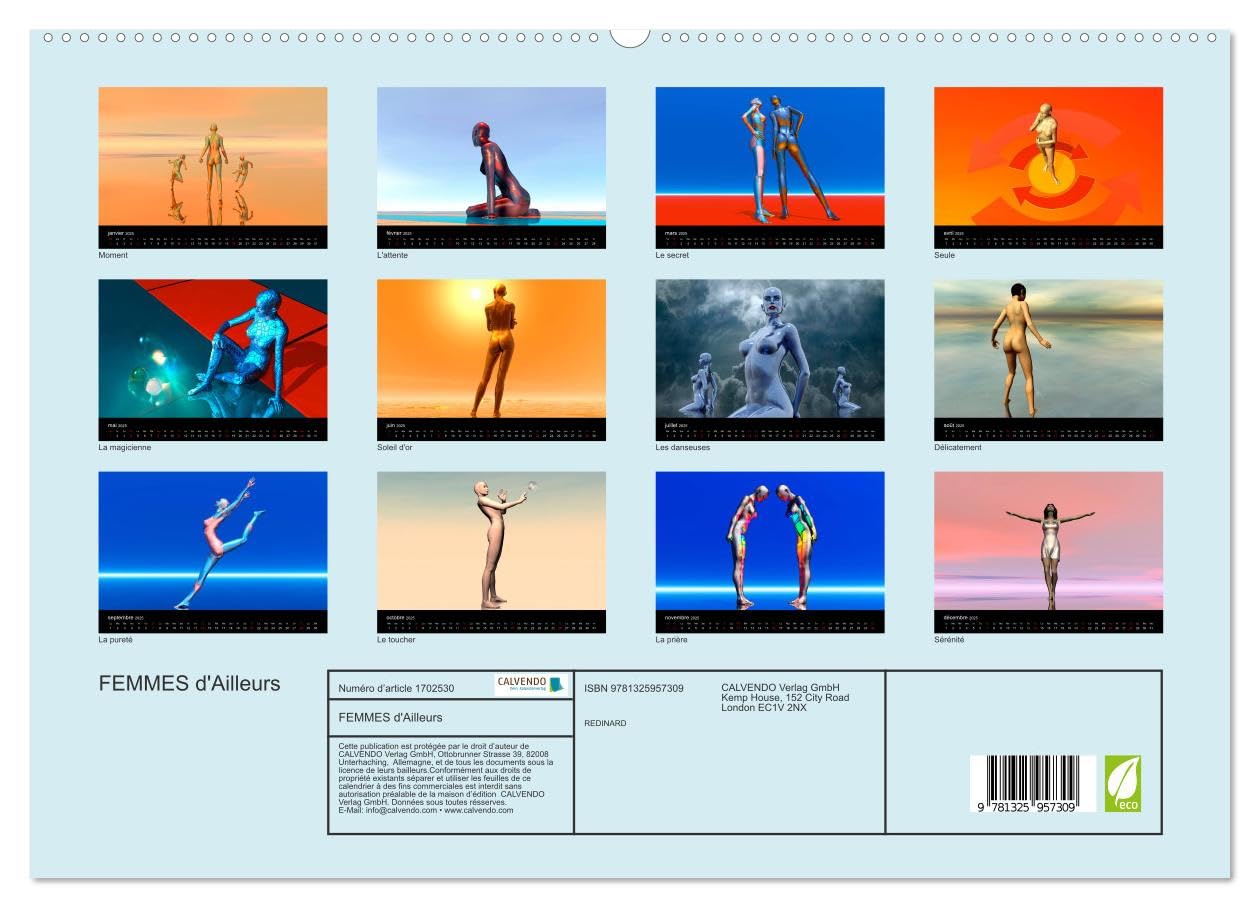 FEMMES d'Ailleurs (hochwertiger Premium Wandkalender 2025 DIN A2 quer), Kunstdruck in Hochglanz Books