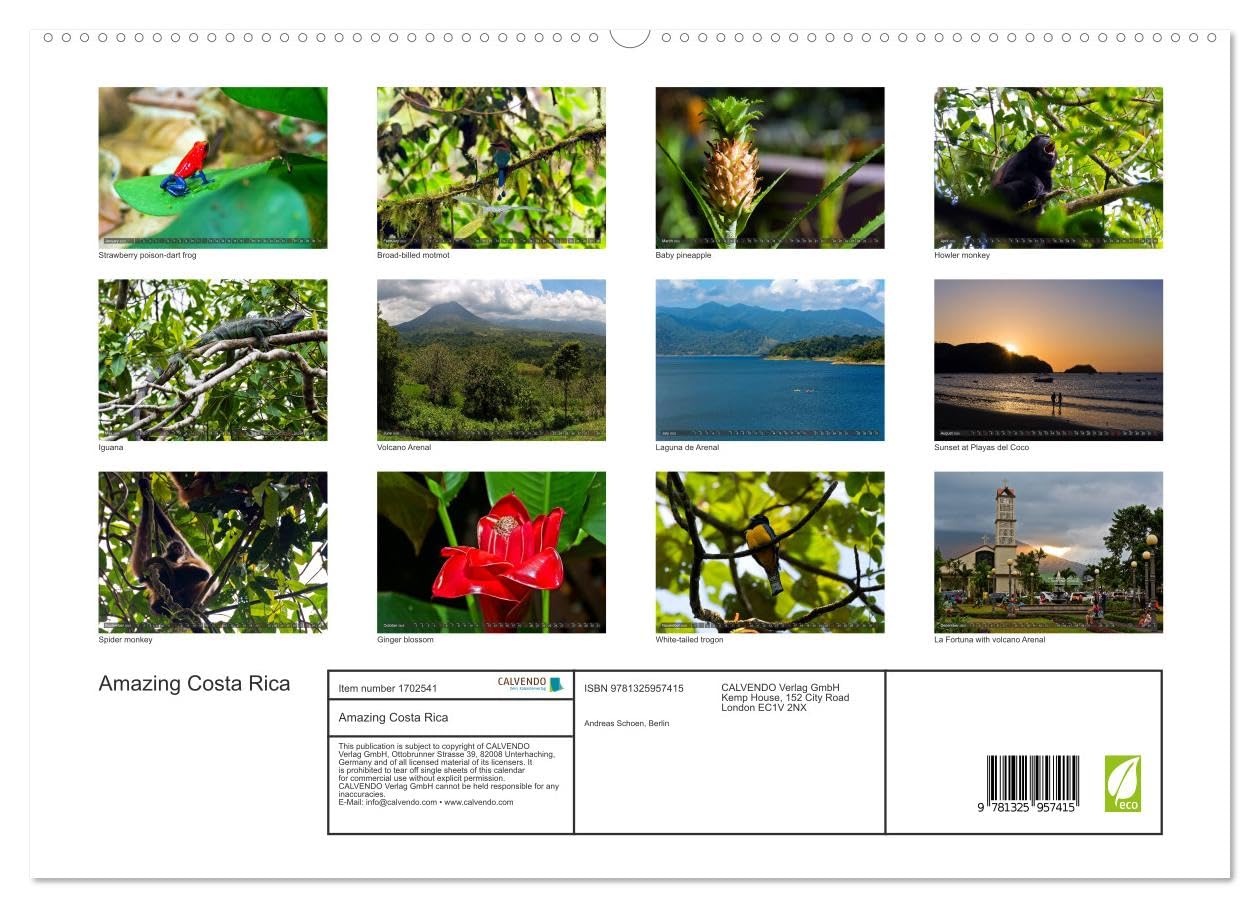 Amazing Costa Rica (hochwertiger Premium Wandkalender 2025 DIN A2 quer), Kunstdruck in Hochglanz Books