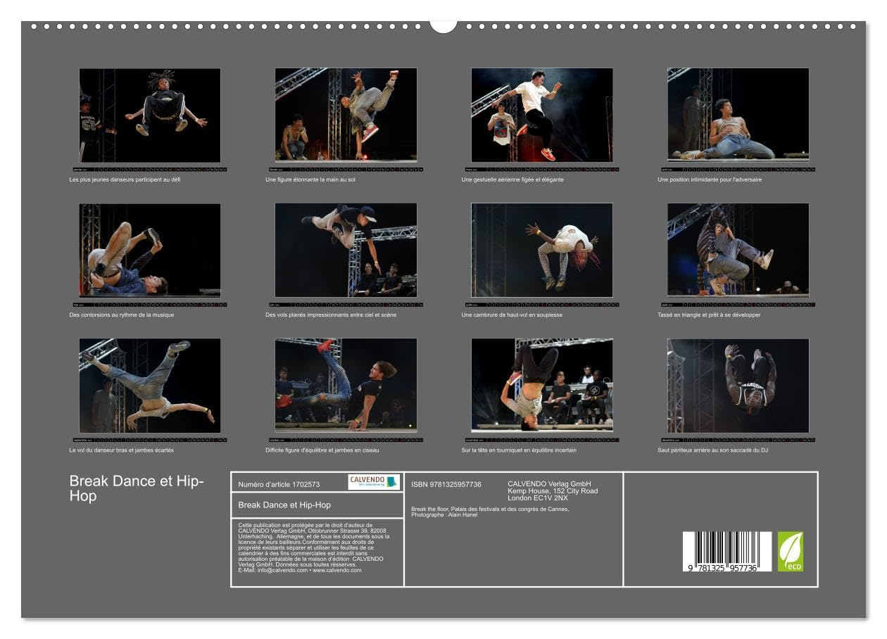 Break Dance et Hip-Hop (hochwertiger Premium Wandkalender 2025 DIN A2 quer), Kunstdruck in Hochglanz Books