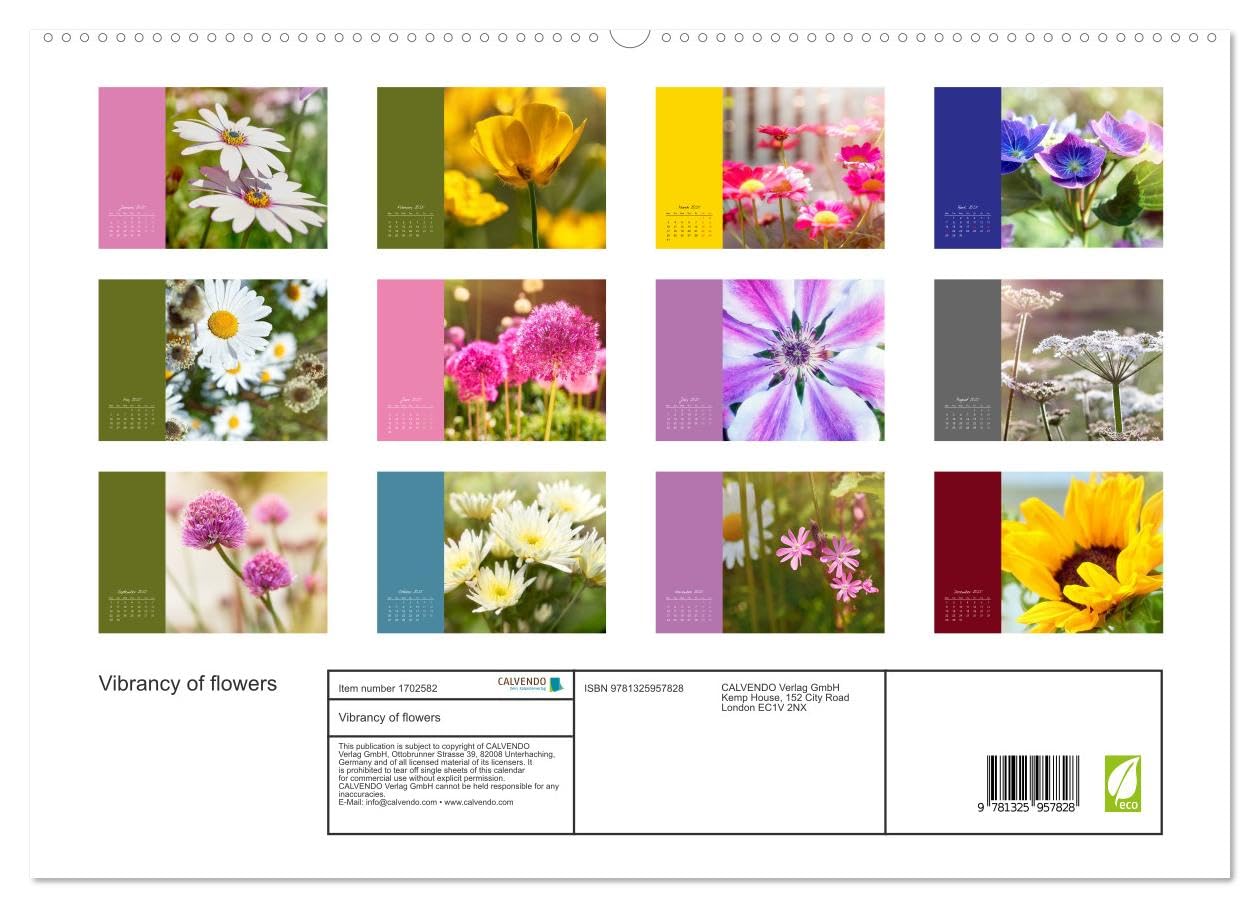 Vibrancy of flowers (hochwertiger Premium Wandkalender 2025 DIN A2 quer), Kunstdruck in Hochglanz Books