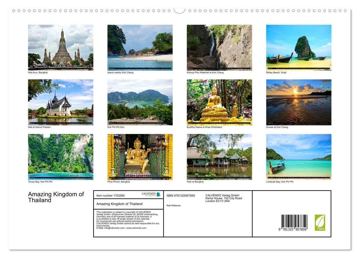 Amazing Kingdom of Thailand (hochwertiger Premium Wandkalender 2025 DIN A2 quer), Kunstdruck in Hochglanz Health, Nutrition & Fitness
