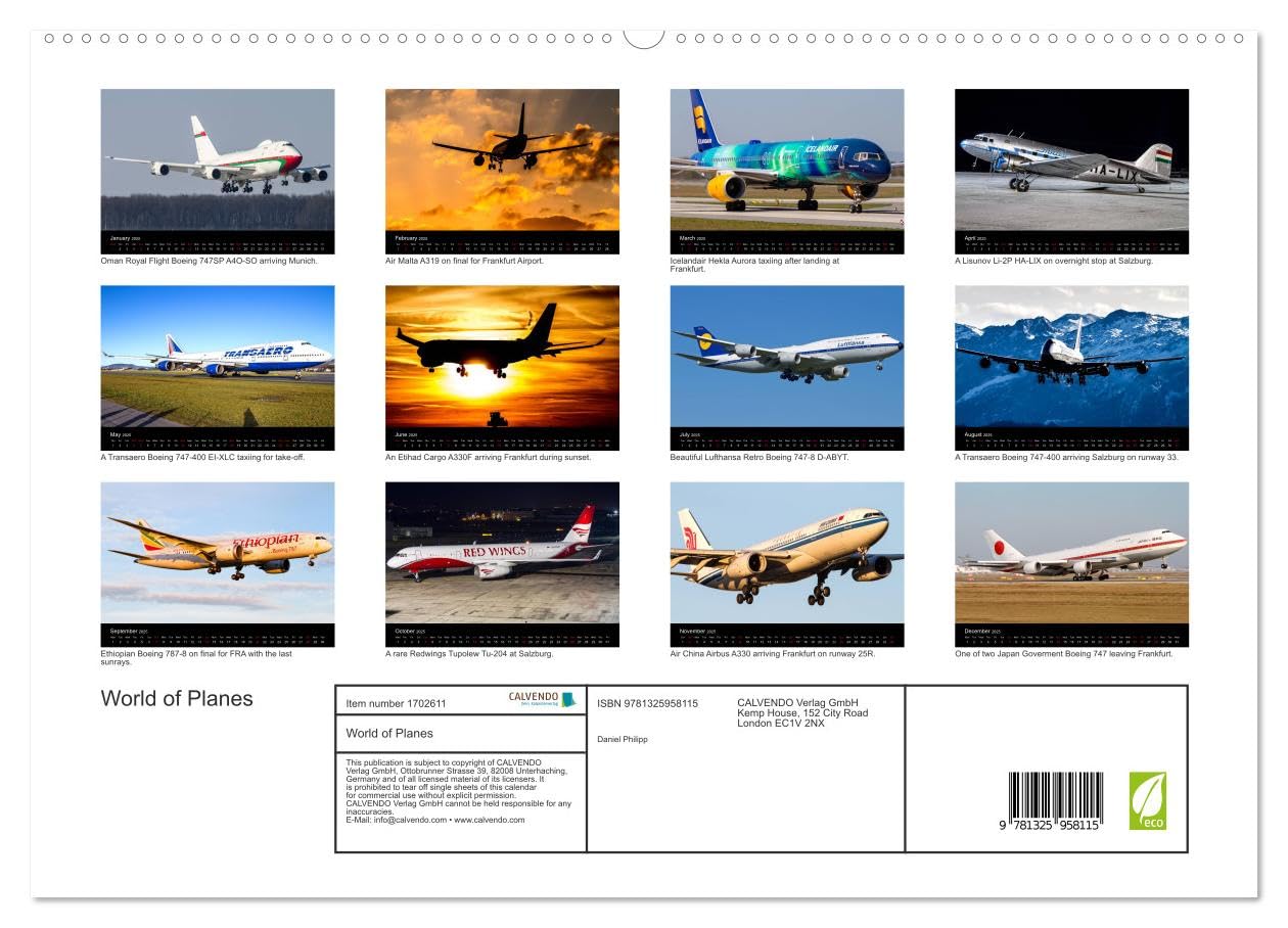 World of Planes (hochwertiger Premium Wandkalender 2025 DIN A2 quer), Kunstdruck in Hochglanz Books