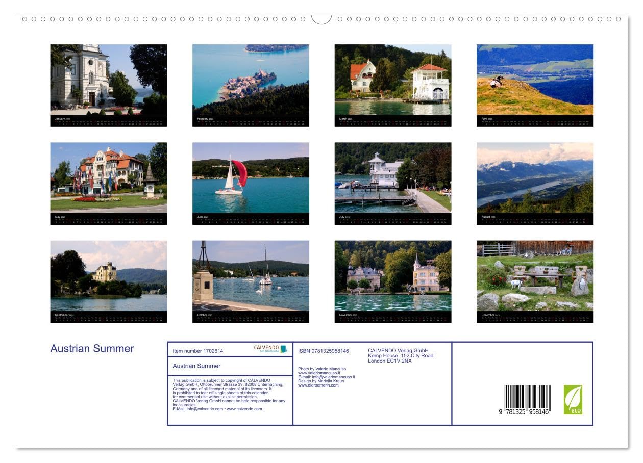 Austrian Summer (hochwertiger Premium Wandkalender 2025 DIN A2 quer), Kunstdruck in Hochglanz Books
