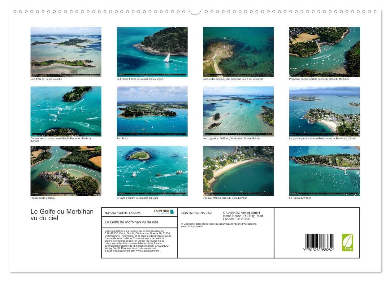 Le Golfe du Morbihan vu du ciel (hochwertiger Premium Wandkalender 2025 DIN A2 quer), Kunstdruck in Hochglanz Books