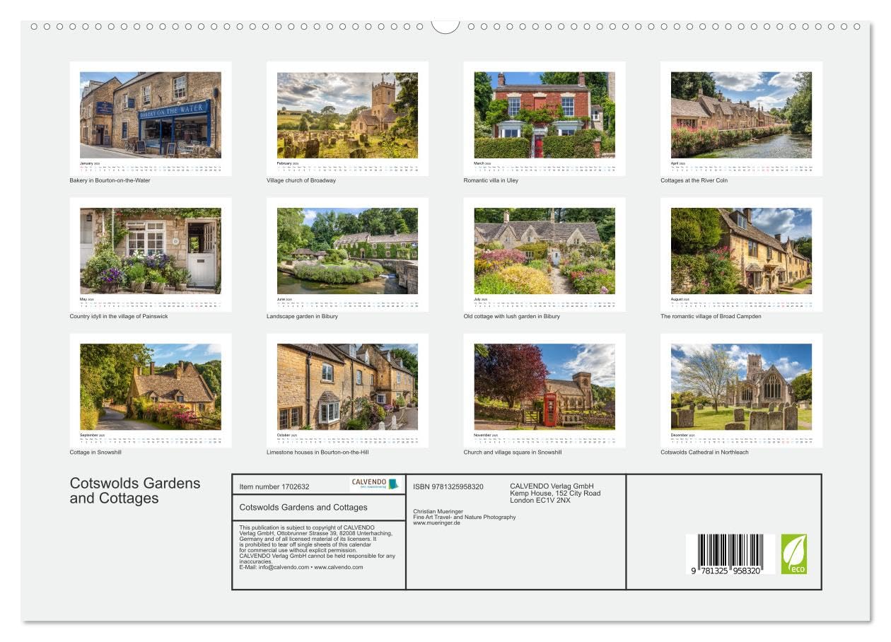 Cotswolds Gardens and Cottages (hochwertiger Premium Wandkalender 2025 DIN A2 quer), Kunstdruck in Hochglanz Books
