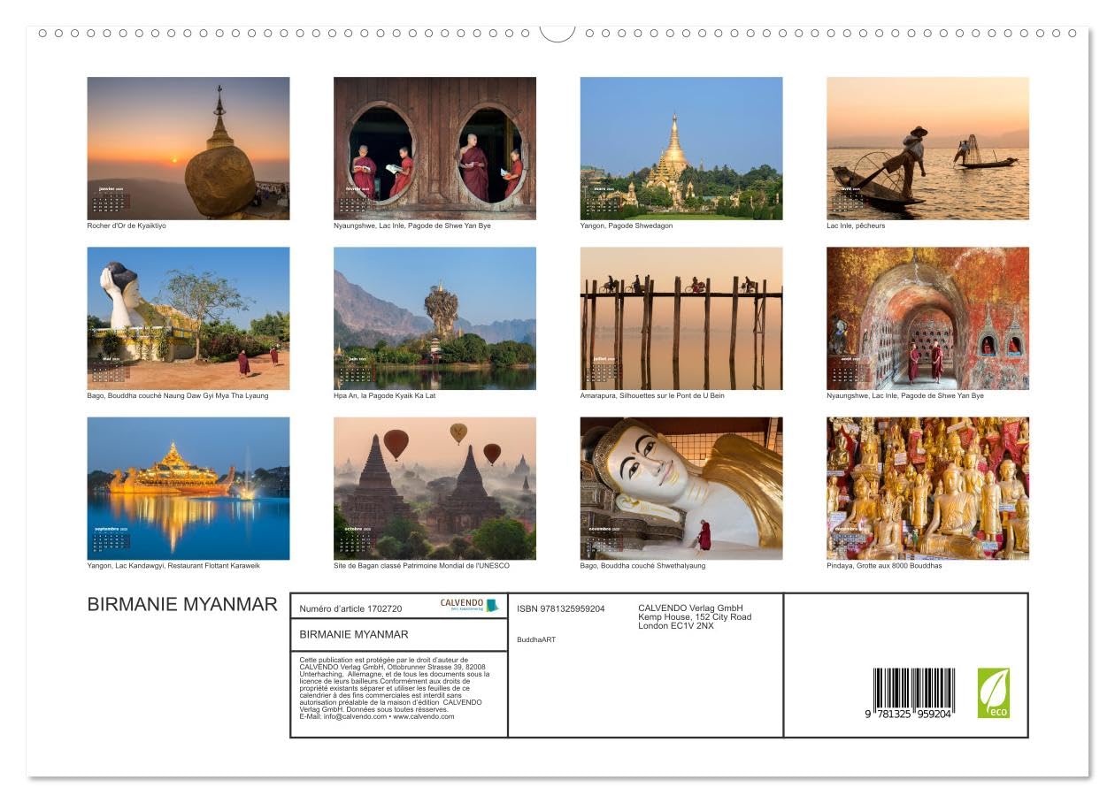 BIRMANIE MYANMAR (hochwertiger Premium Wandkalender 2025 DIN A2 quer), Kunstdruck in Hochglanz Books