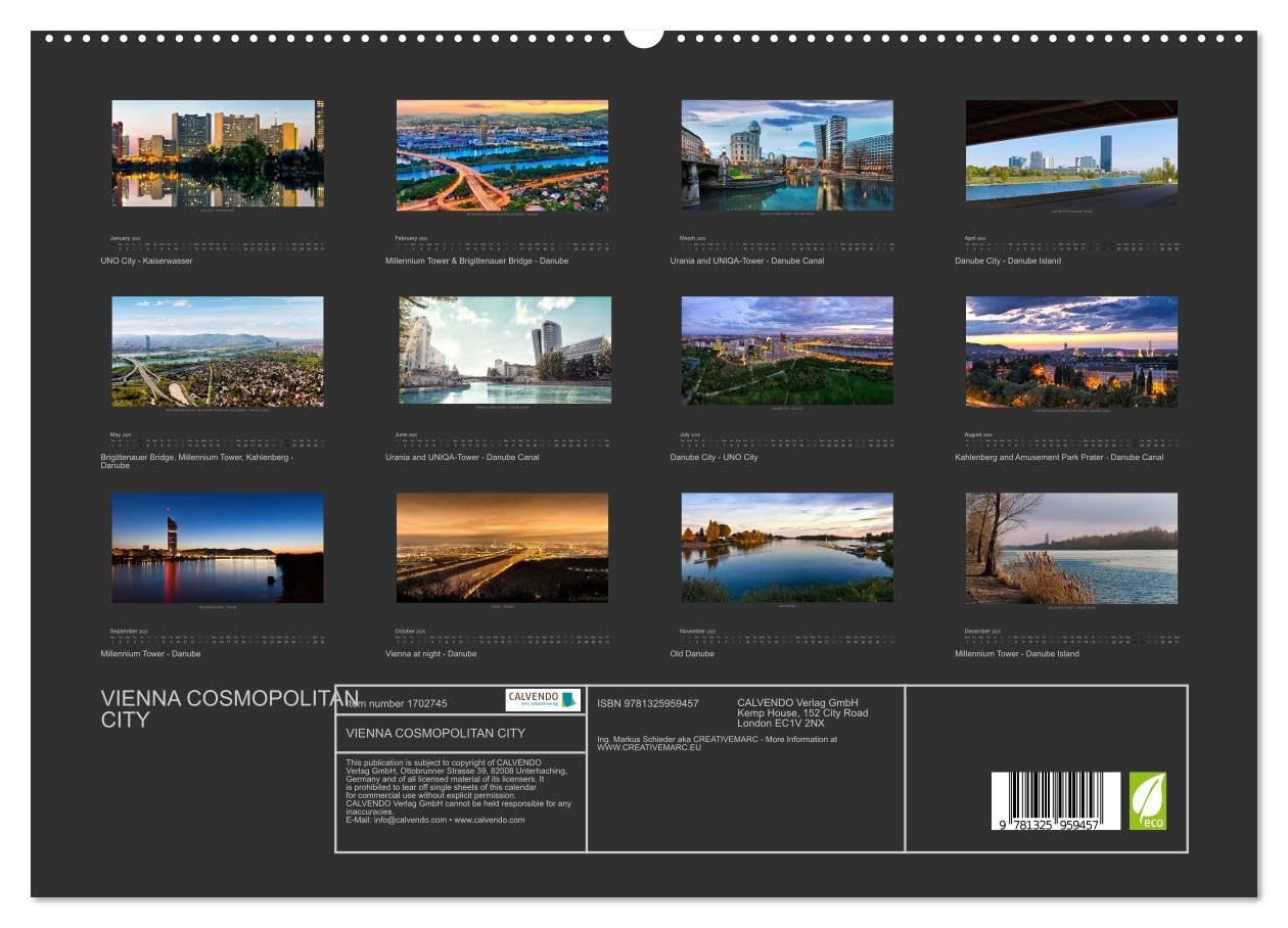 VIENNA COSMOPOLITAN CITY (hochwertiger Premium Wandkalender 2025 DIN A2 quer), Kunstdruck in Hochglanz Books