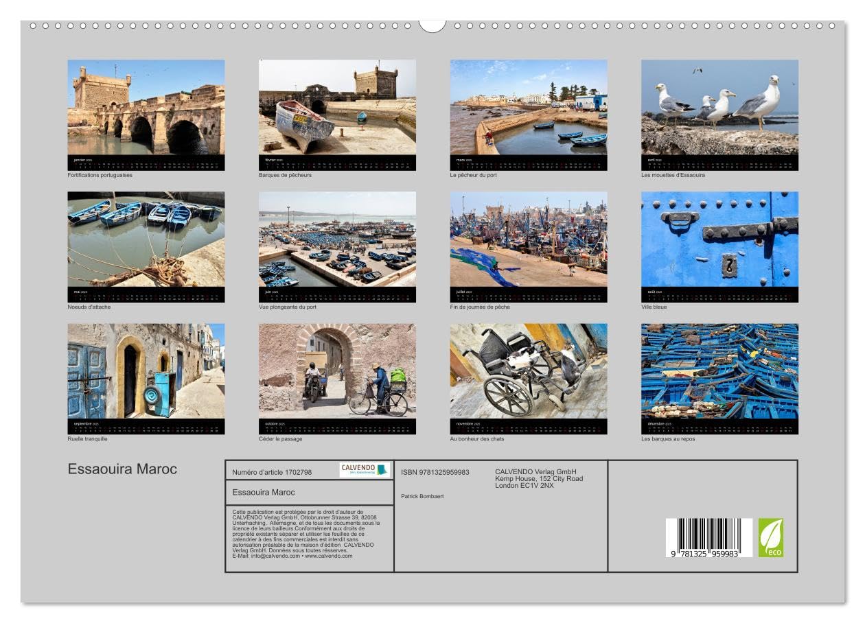 Essaouira Maroc (hochwertiger Premium Wandkalender 2025 DIN A2 quer), Kunstdruck in Hochglanz Books