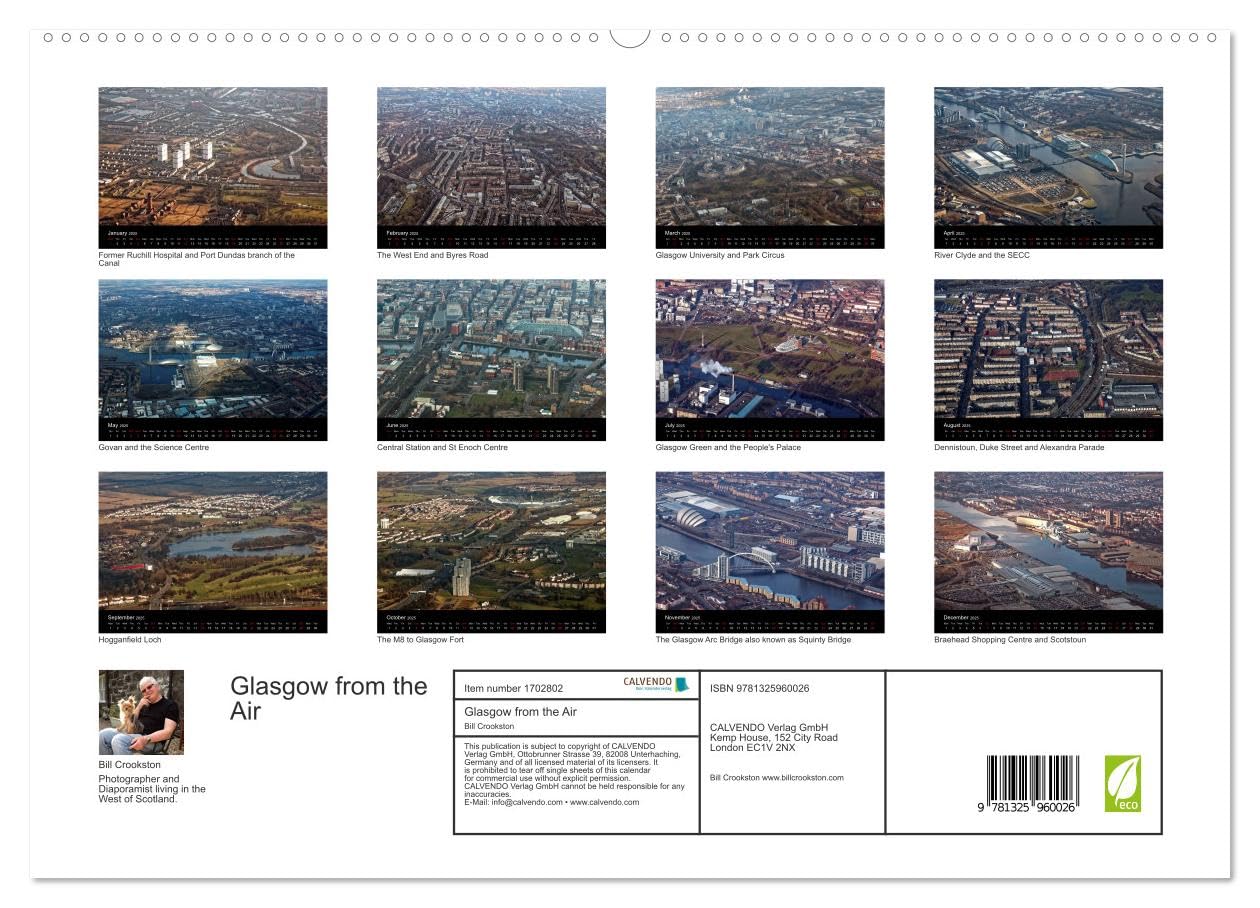 Glasgow from the Air (hochwertiger Premium Wandkalender 2025 DIN A2 quer), Kunstdruck in Hochglanz Books